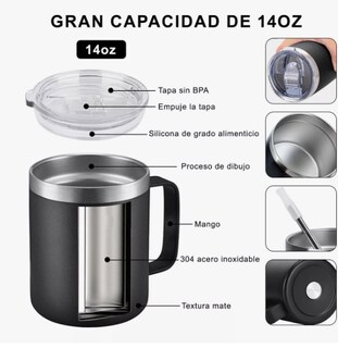 Foto 3 | 2pz 14oz Taza Xtellar Ara Cafe De Acero Inoxidable,colores Variados