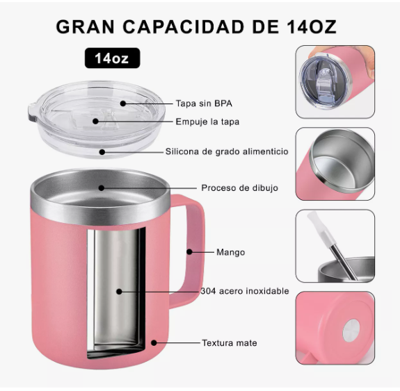 Foto 4 pulgar | 2pz 14oz Taza Xtellar Para Cafe De Acero Inoxidable,colores Variados