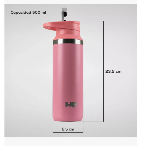 Foto 5 pulgar | Termo Botella De Acero Inoxidable Xtellar Grande 500 Ml Antiderrame Color Rosa