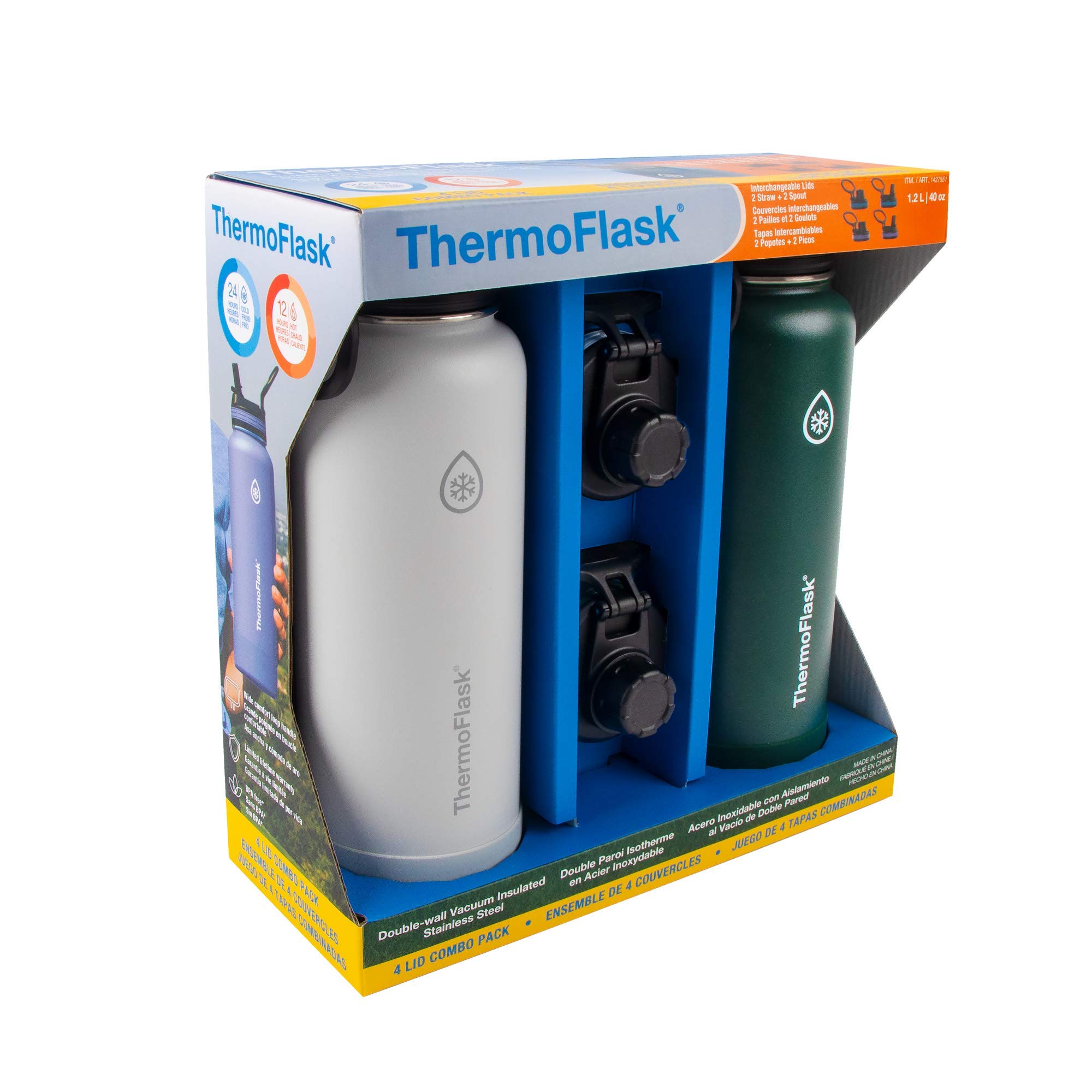 Foto 3 pulgar | Termotermo Para Botella De Agua, Acero Inoxidable, 1,2 L, Pino Gris, Paquete De 2 - Venta Internacional.