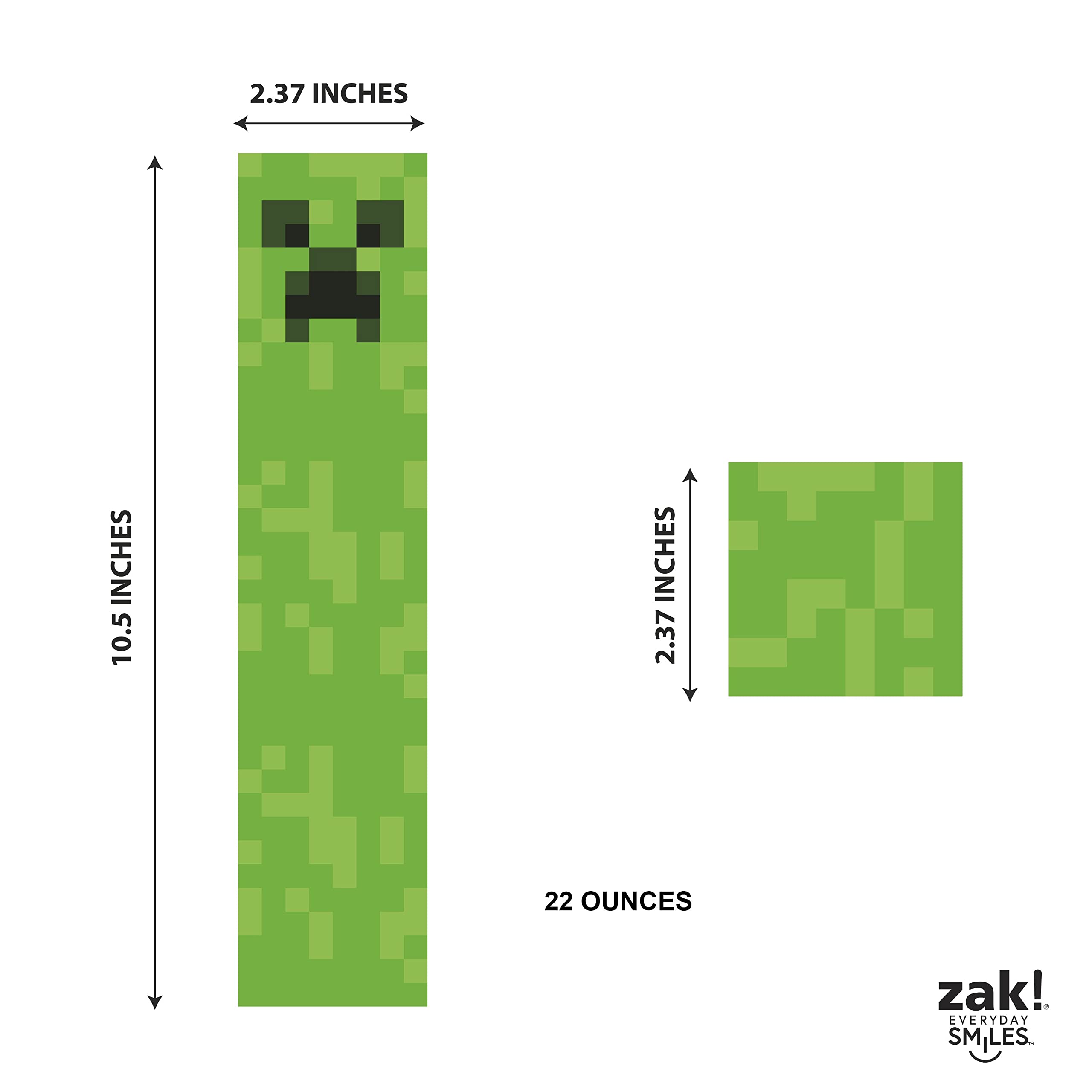 Foto 6 pulgar | Botella De Agua Zak! Square Minecraft Creeper, 650 Ml, Sin Bpa - Venta Internacional.