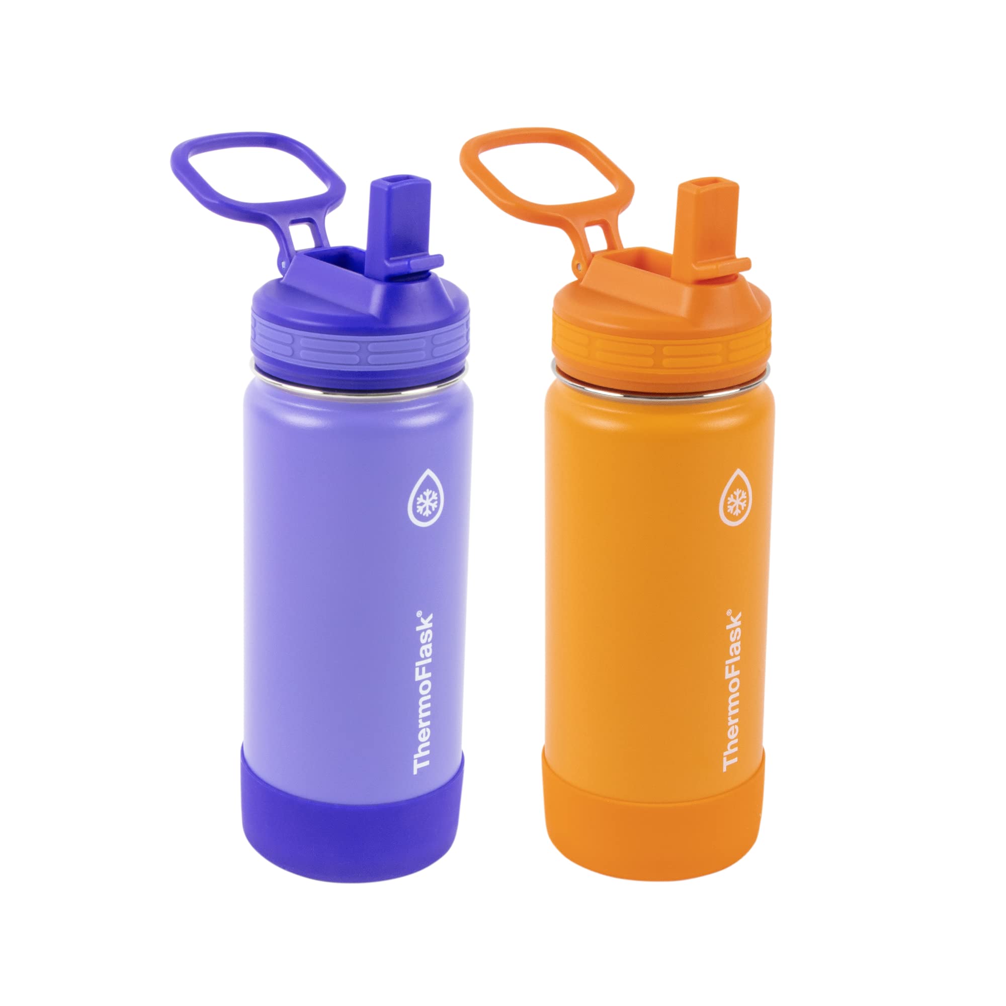 Foto 2 pulgar | Botella De Agua Thermoflask Kids De 480 Ml Con Tapa Con Pajita, Color Morado Y Naranja - Venta Internacional.
