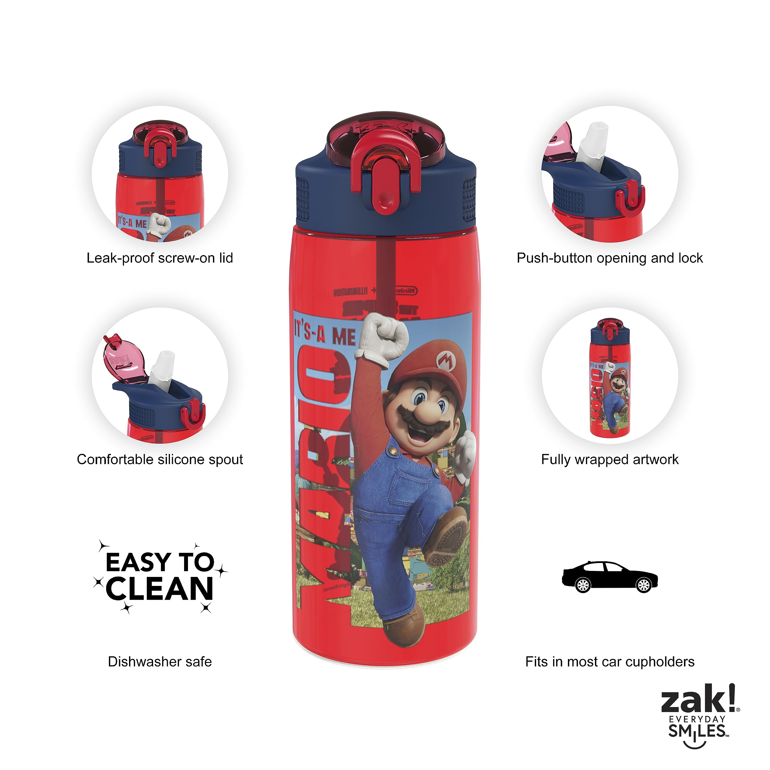 Foto 4 pulgar | Botella De Agua Zak Designs The Super Mario Bros. Movie 750 Ml - Venta Internacional.