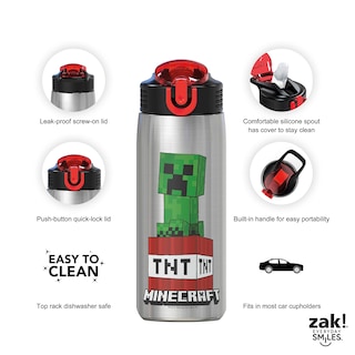 Foto 3 | Botella De Agua Zak Designs Mici-v151 Minecraft 800 Ml De Acero Inoxidable - Venta Internacional.