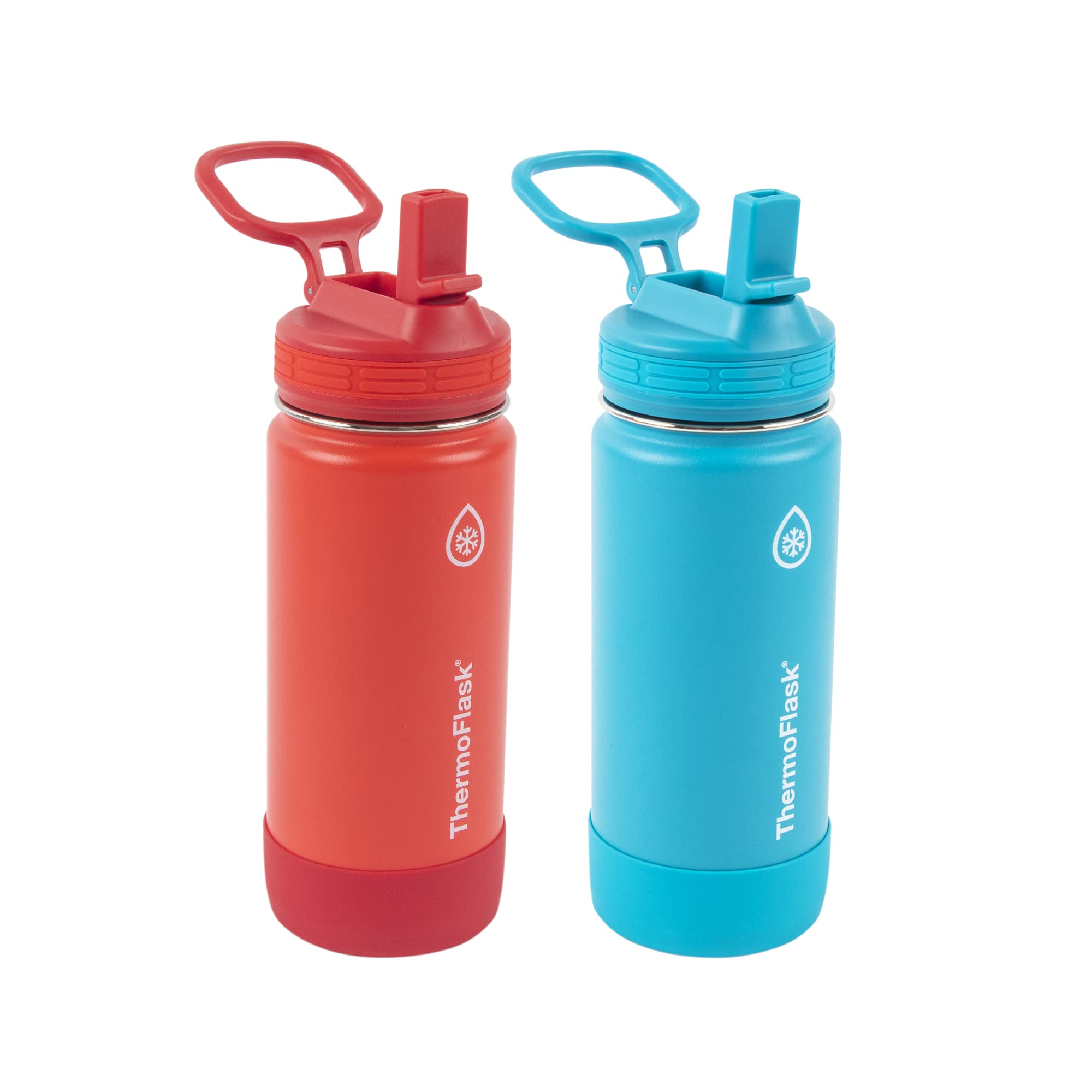 Botella De Agua Thermoflask Kids Con Tapa De Pajita, 470 Ml, Rojo/azul, Paquete De 2 - Venta Internacional.