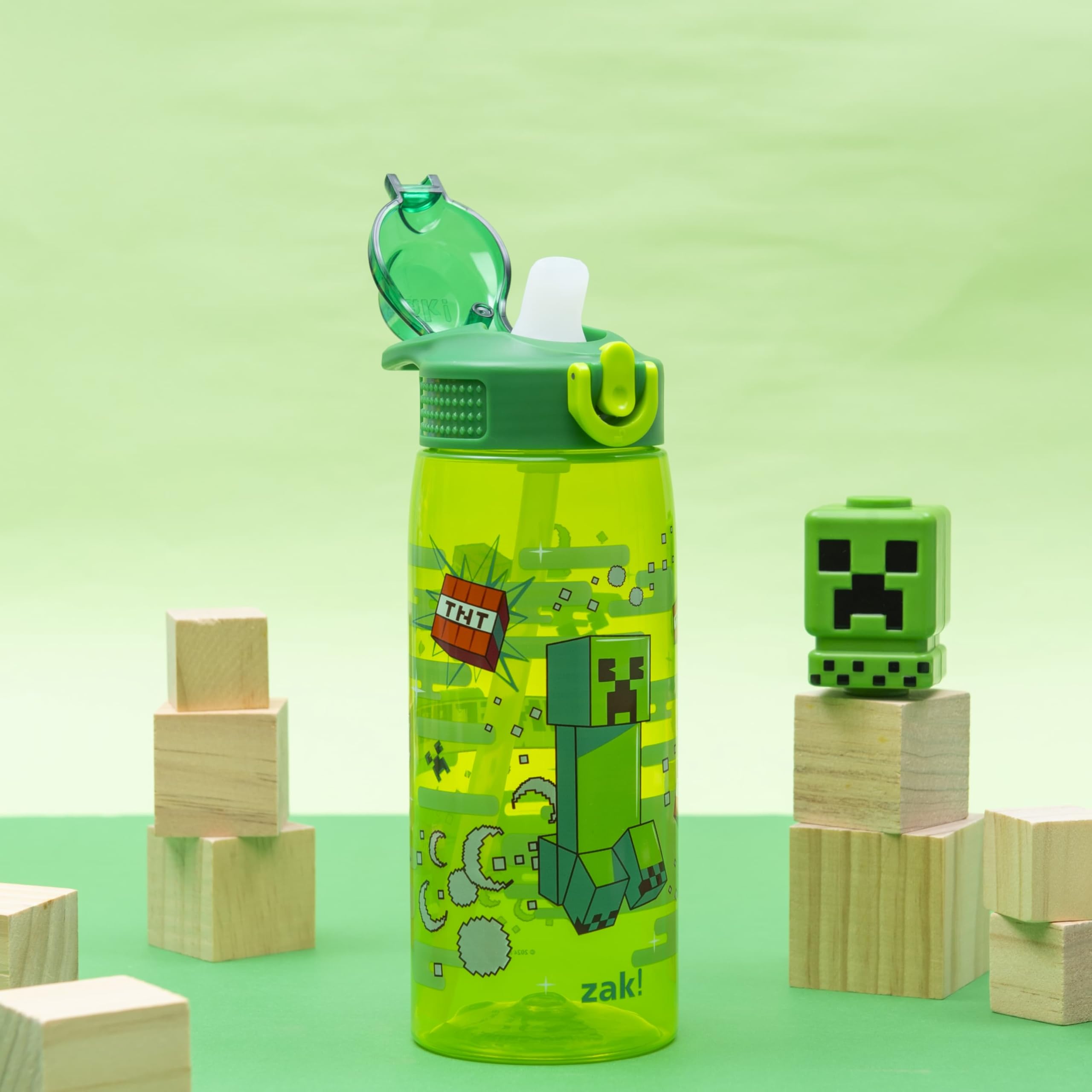 Foto 3 pulgar | Botella De Agua Zak Designs Minecraft Sage De 750 Ml Con Pajita - Venta Internacional.