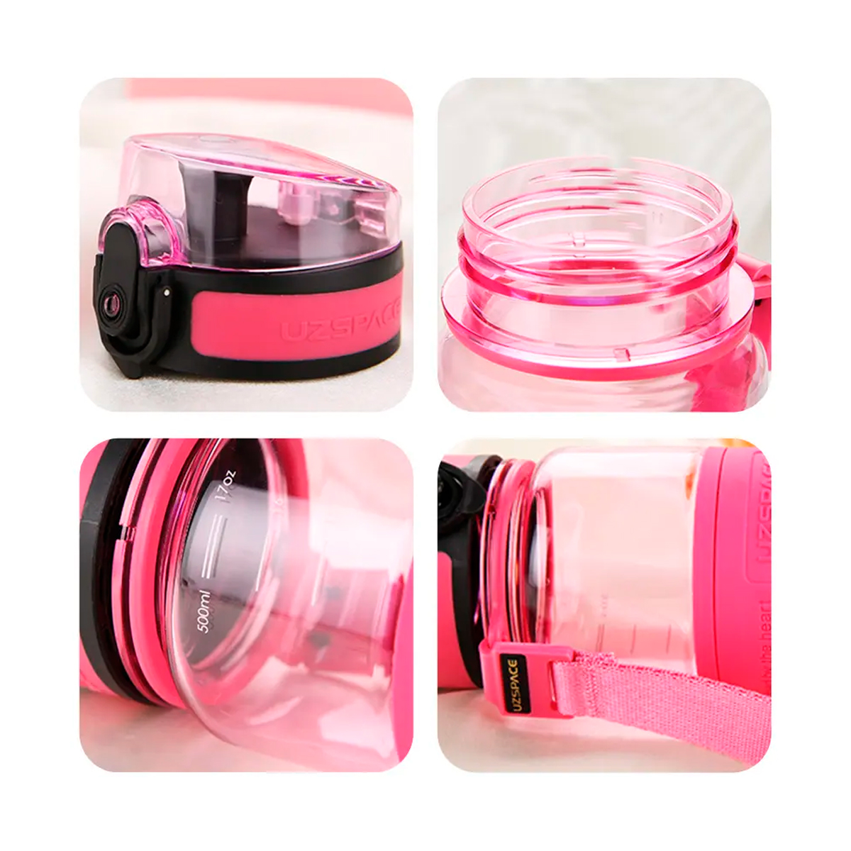 Foto 4 pulgar | Botella Deportiva Uzspace 5029 - 650ml Color Rosa