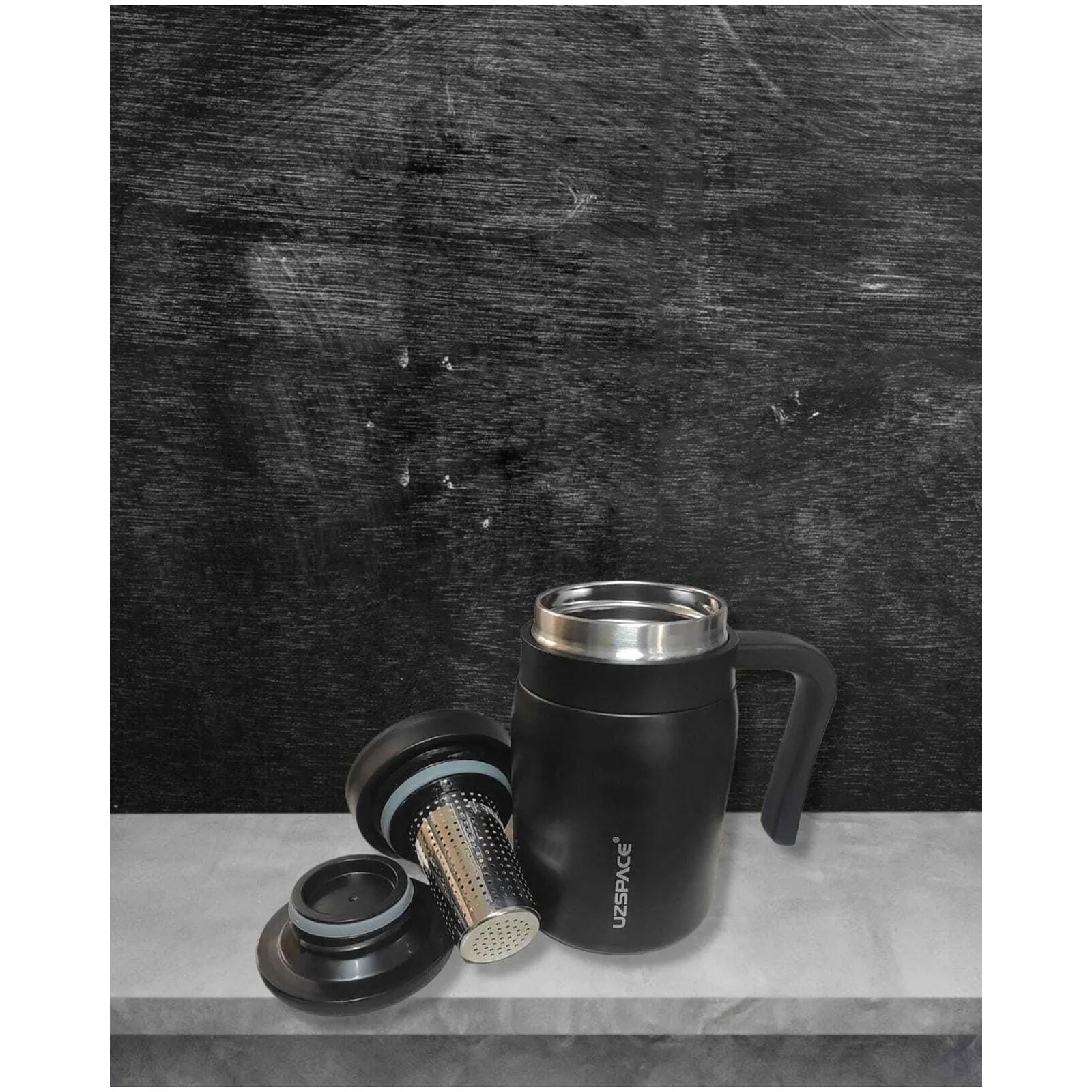 Foto 5 pulgar | Taza Aislada Uzspace Acero Inoxidable 470ml Negro