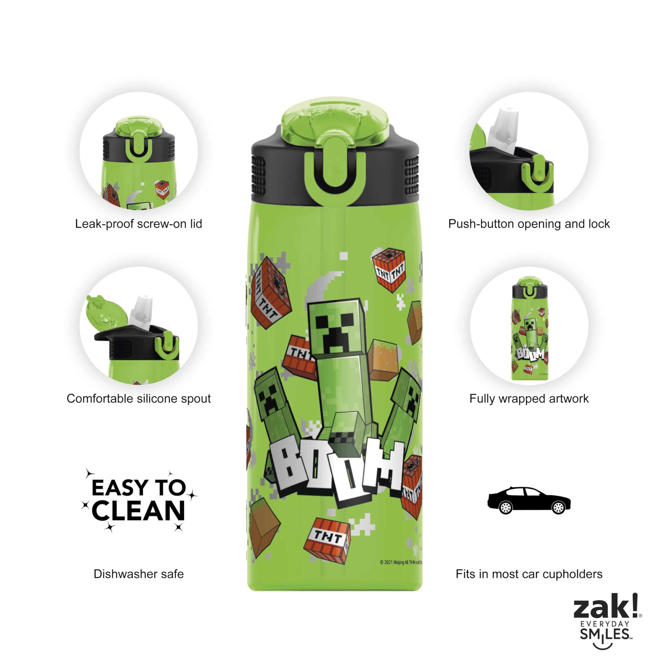 Foto 5 pulgar | Botella De Agua Zak Designs Minecraft De 750 Ml Con Pajita Y Asa - Venta Internacional.