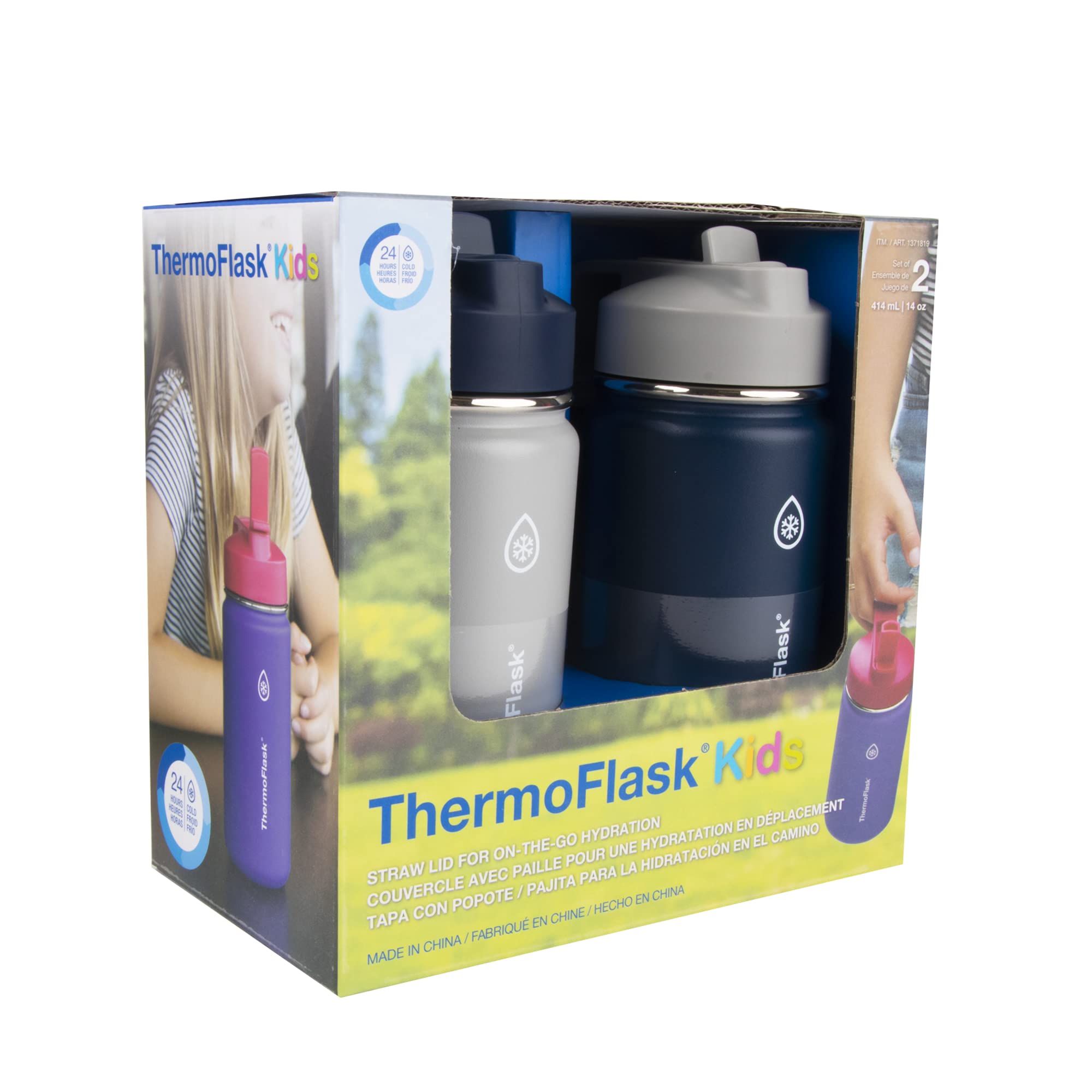 Foto 3 pulgar | Botella De Agua Thermoflask Kids Con Tapa De Pajita 414 Ml Harbor Grey - Venta Internacional.