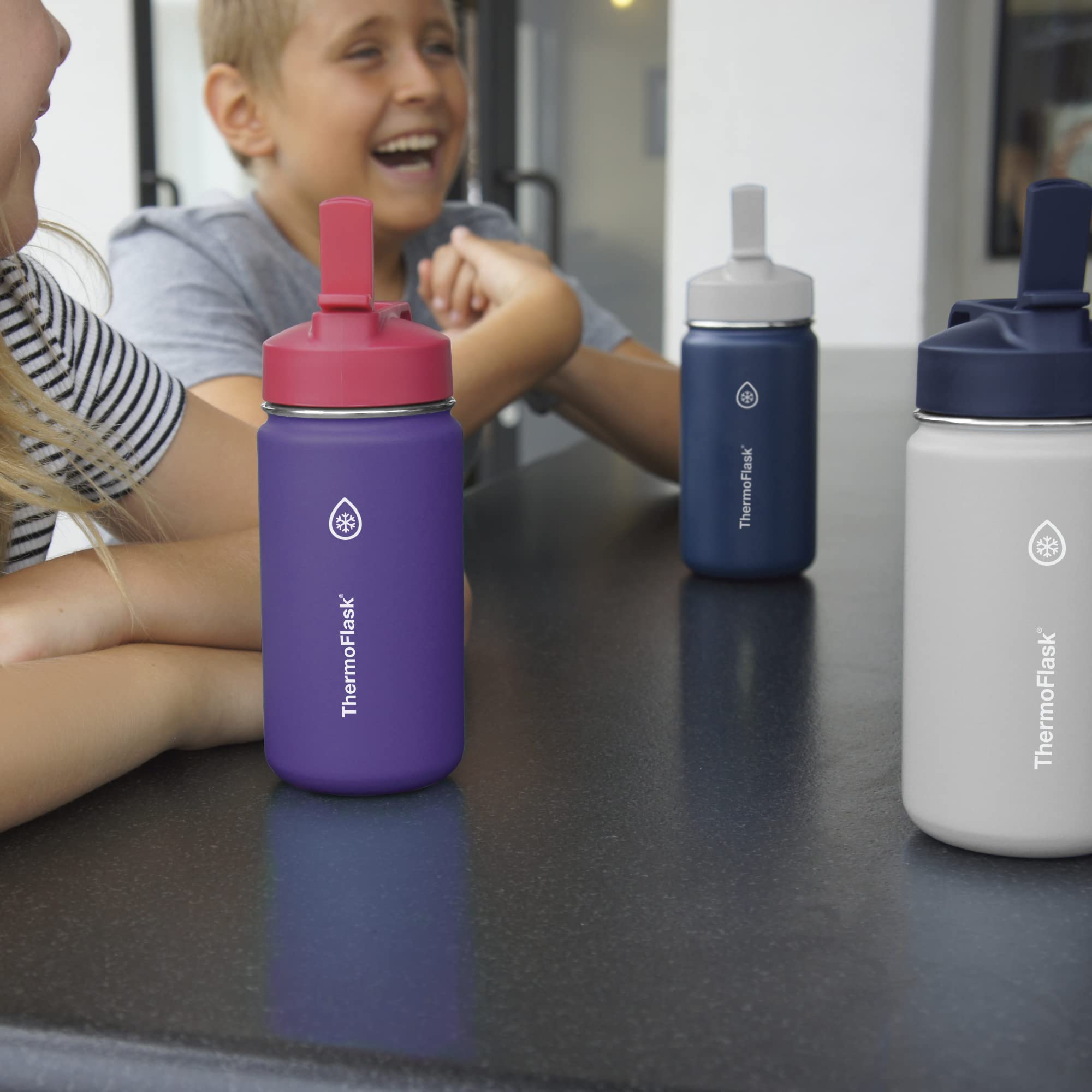 Foto 7 pulgar | Botella De Agua Thermoflask Kids Con Tapa De Pajita 414 Ml Harbor Grey - Venta Internacional.
