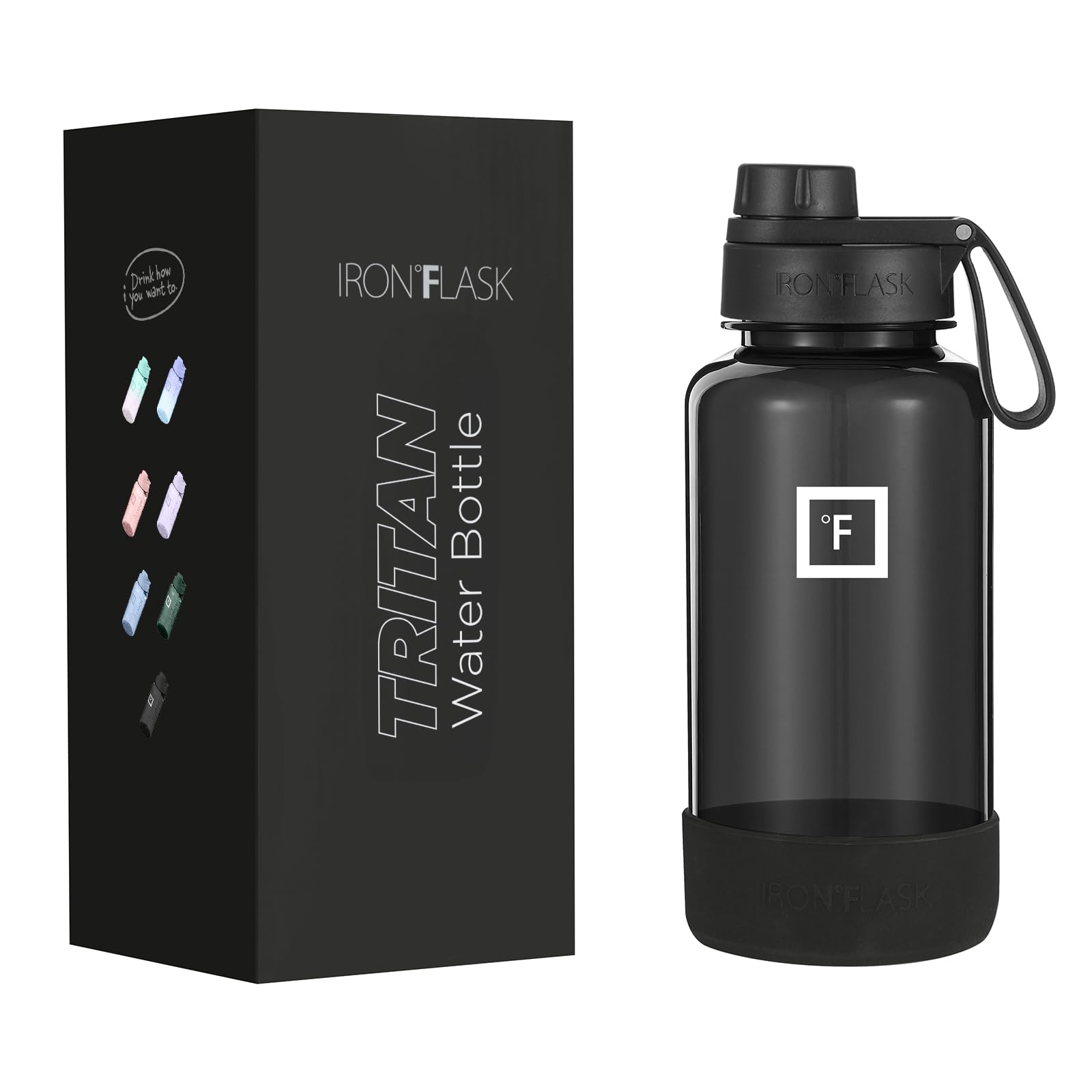 Botella De Agua Iron °flask Clear Tritan Trekker 960 Ml Negra - Venta Internacional.