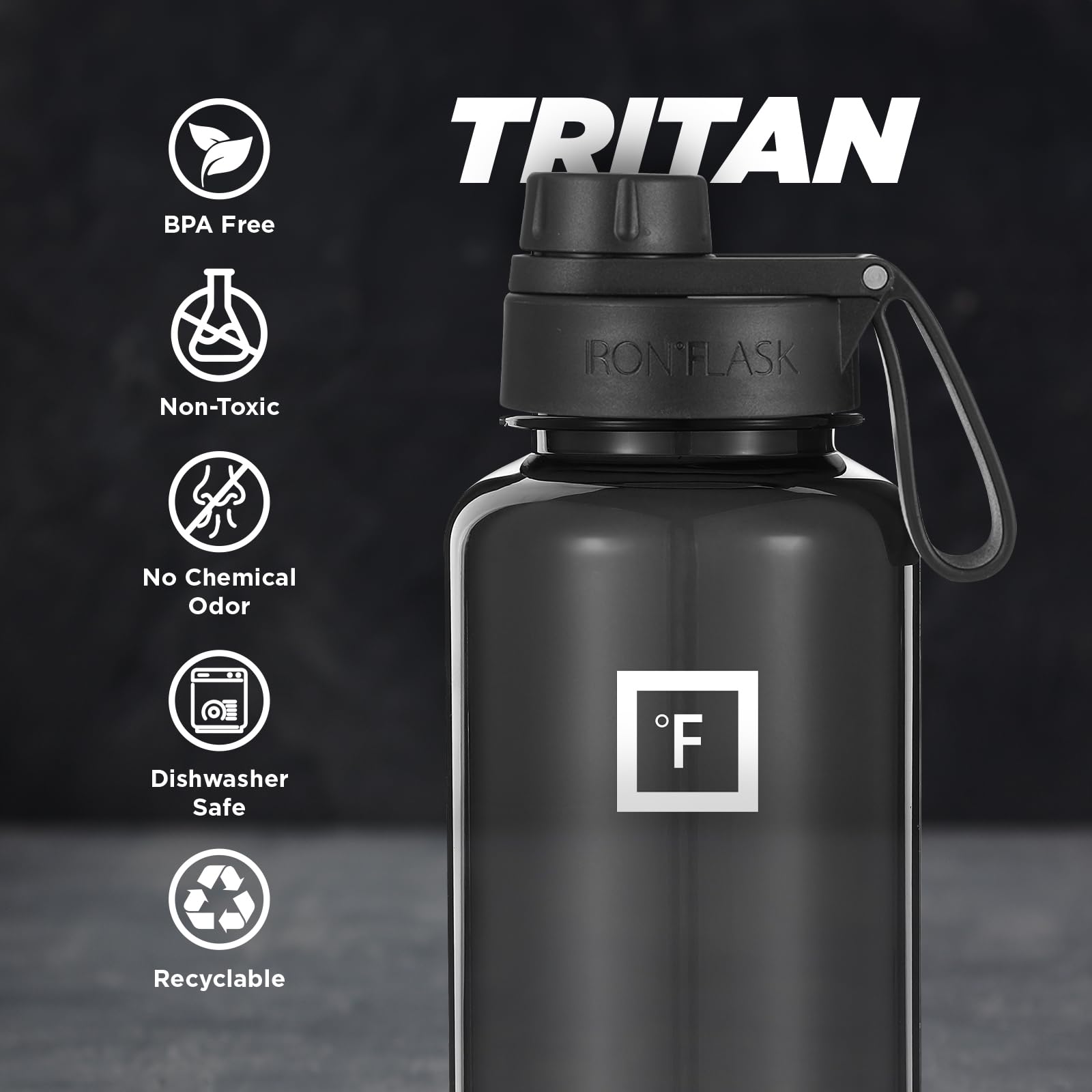 Foto 5 pulgar | Botella De Agua Iron °flask Clear Tritan Trekker 960 Ml Negra - Venta Internacional.