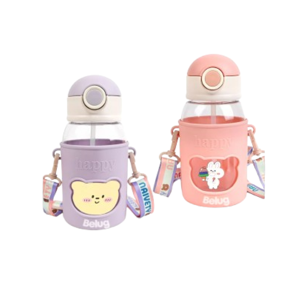 Botellas De Agua Portátil Con Correa Y Funda, 2 Piezas Azul/rosa Belug