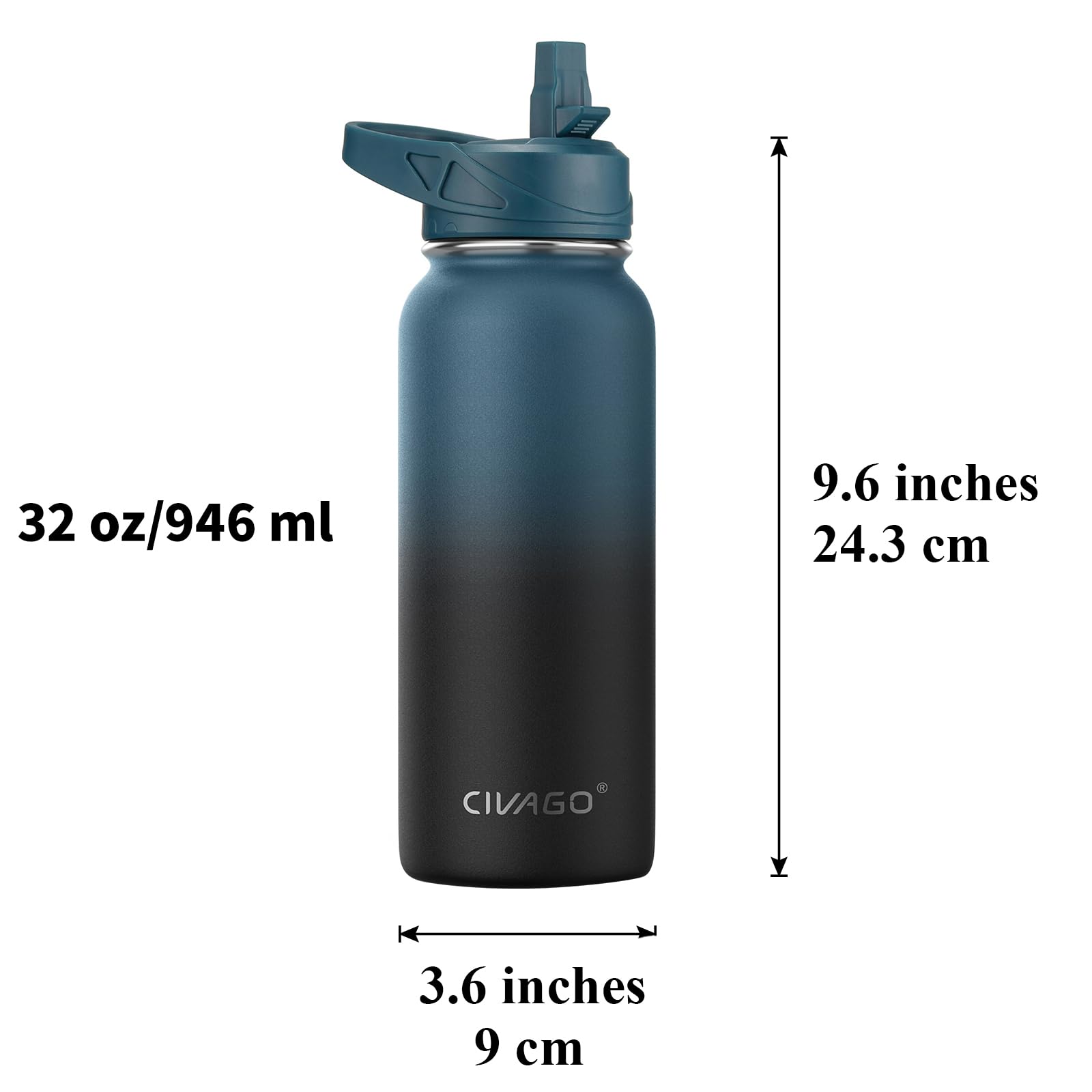 Foto 5 pulgar | Botella De Agua Civago Con Aislamiento De Acero Inoxidable De 950 Ml, Color Marrón Oscuro - Venta Internacional.