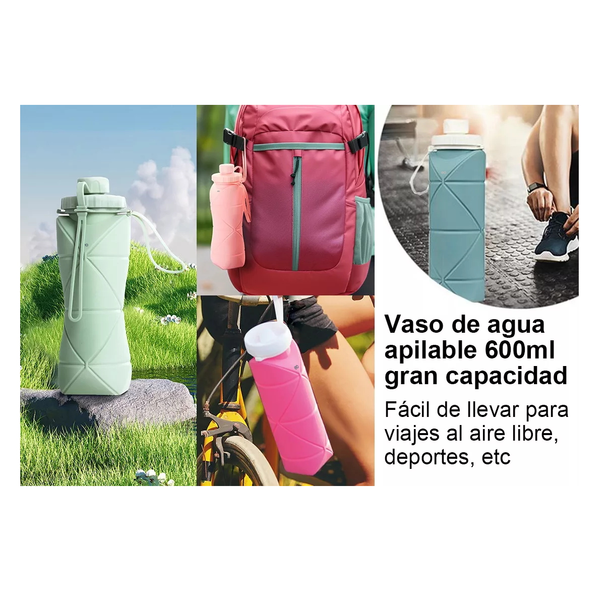 Foto 3 pulgar | Botella Agua Plegable Silicona Eo Safe Imports Esi-8712-1 Rosa