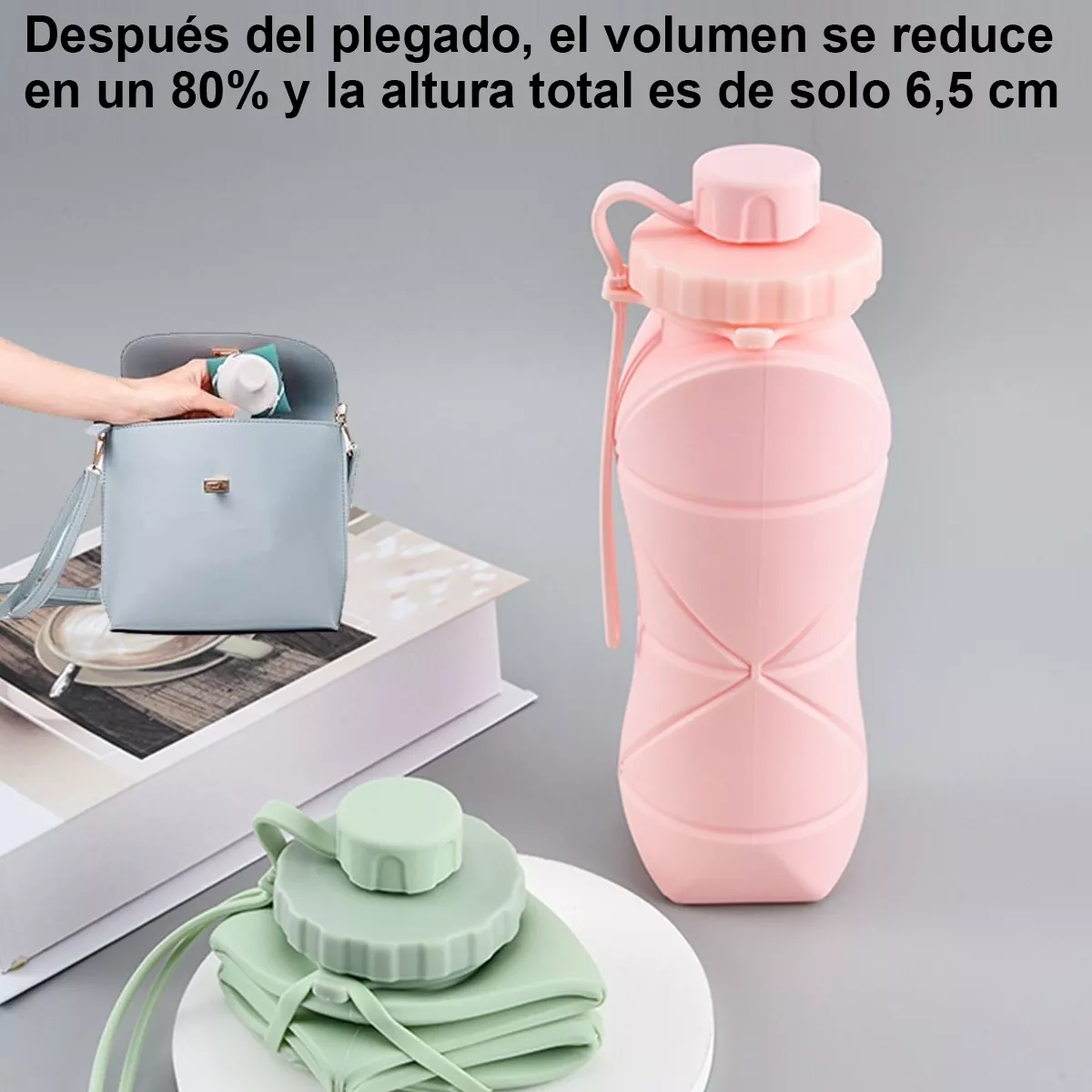Foto 4 pulgar | Botella Agua Plegable Silicona Eo Safe Imports Esi-8712-1 Rosa