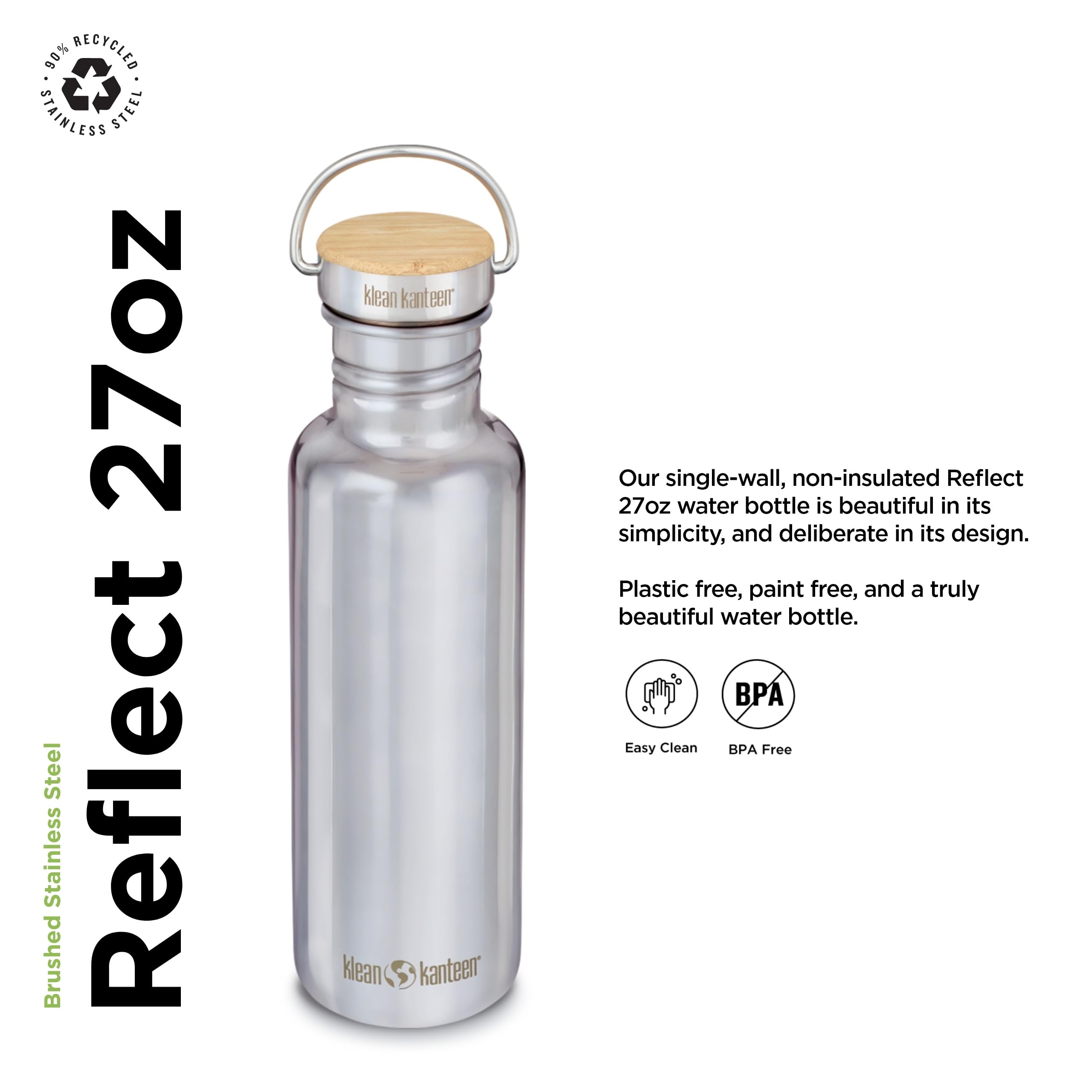 Foto 3 pulgar | Botella De Agua Klean Kanteen Reflect De 800 Ml Con Tapa De Bambú - Venta Internacional.