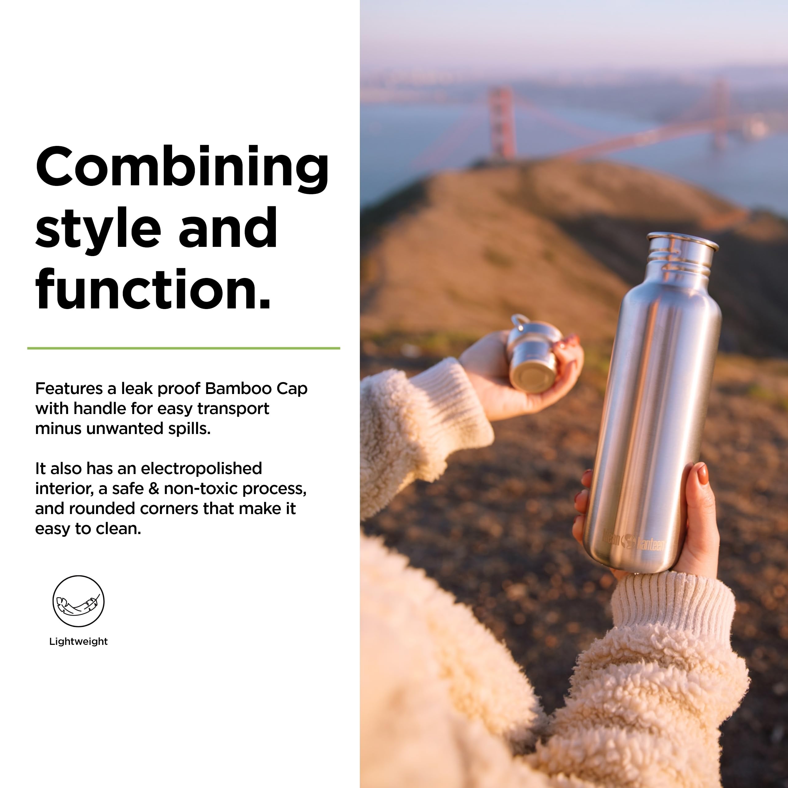 Foto 4 pulgar | Botella De Agua Klean Kanteen Reflect De 800 Ml Con Tapa De Bambú - Venta Internacional.