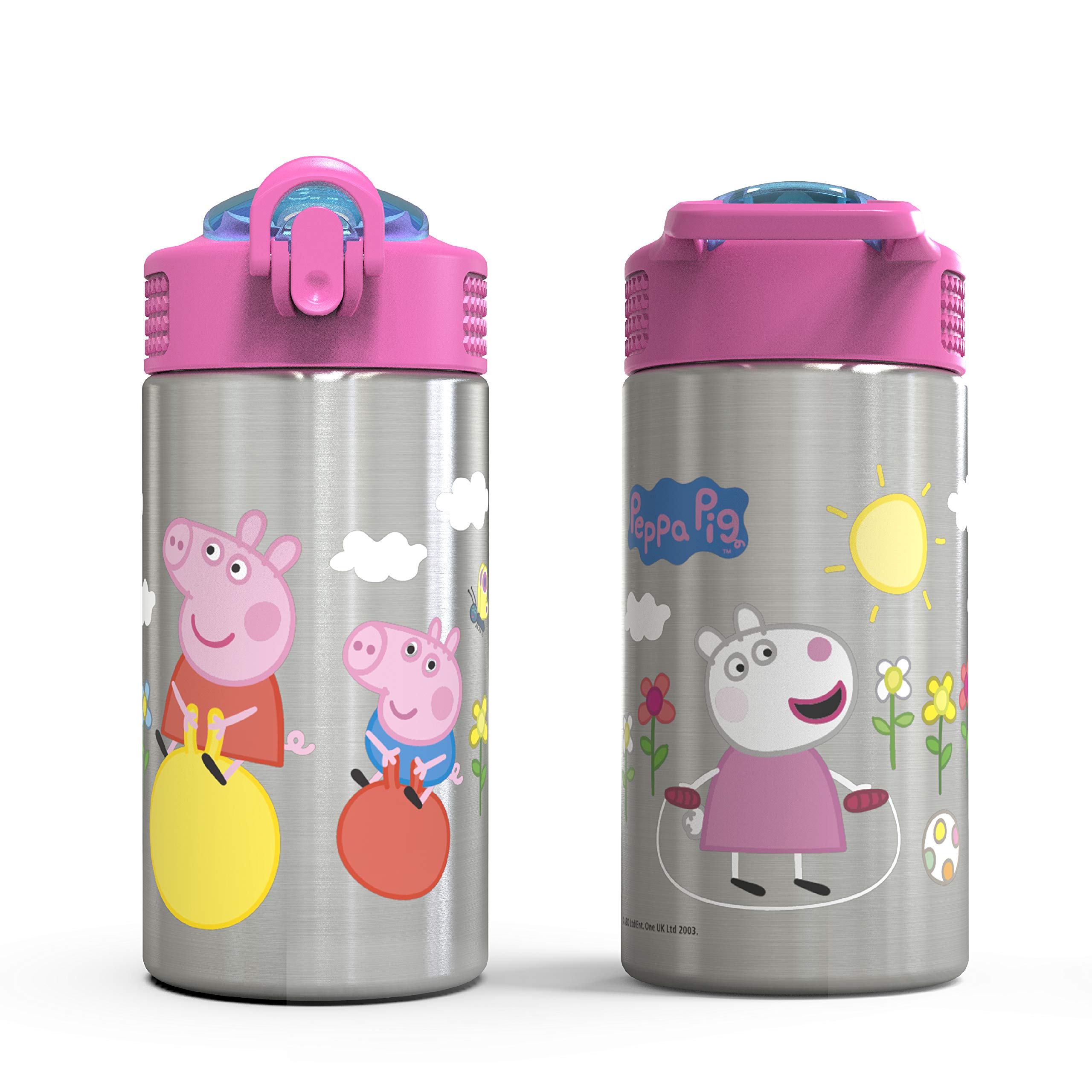 Foto 2 | Botella De Agua Zak Designs Peppa Pig De Acero Inoxidable 460 Ml - Venta Internacional.