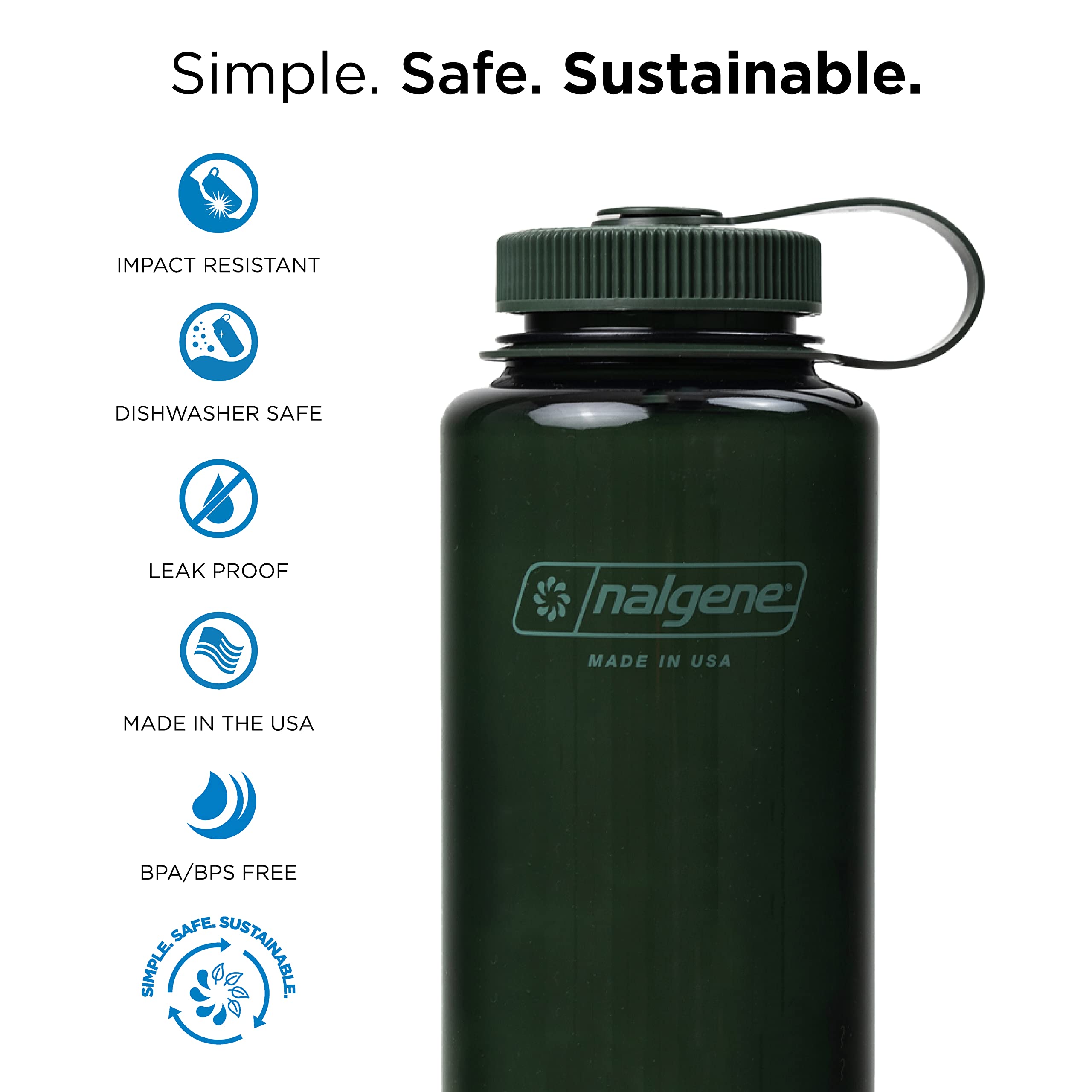 Foto 3 pulgar | Botella De Agua Nalgene Monocromática Sin Bpa Reciclada, 1 Litro, Jade - Venta Internacional.