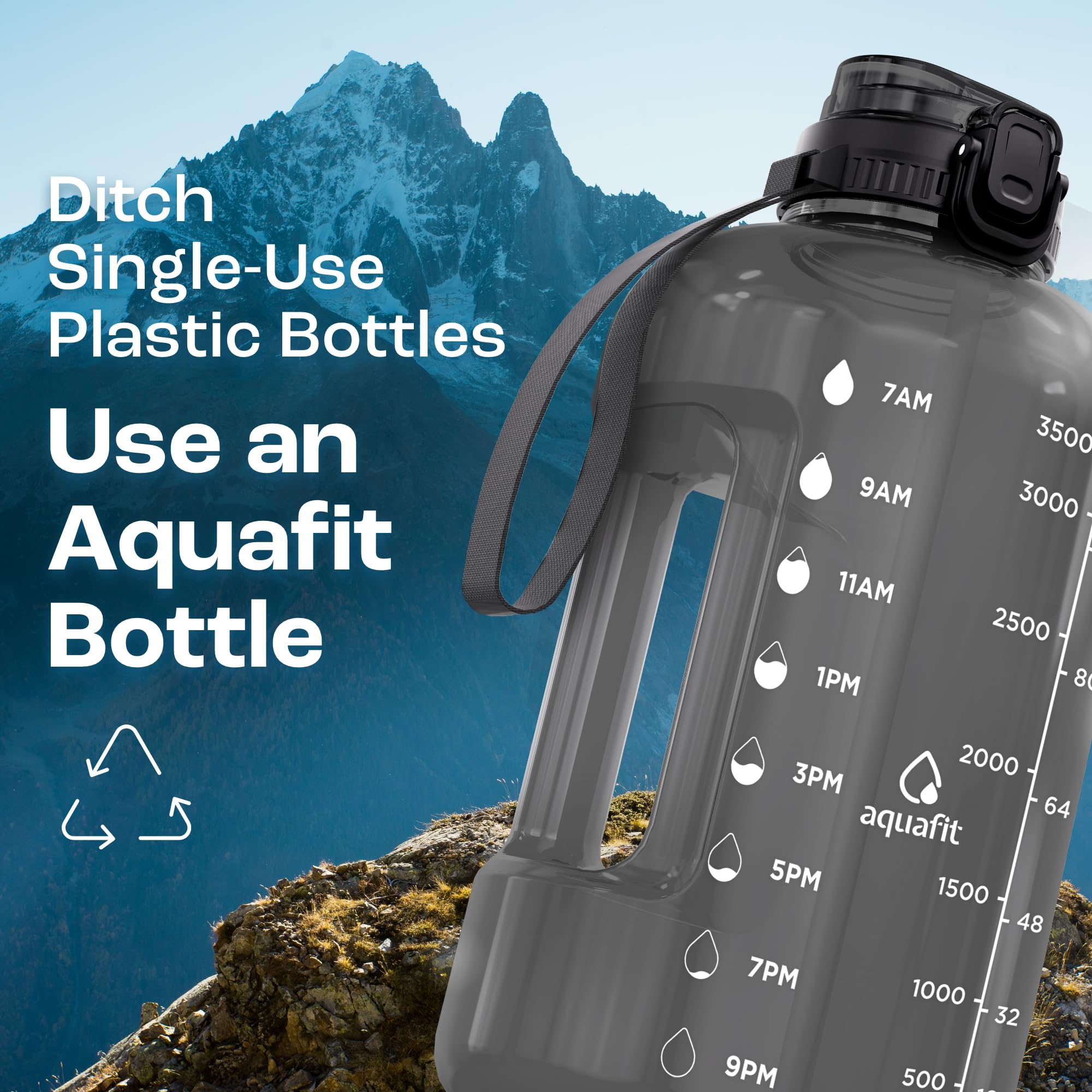 Foto 7 pulgar | Botella De Agua Aquafit De 1 Galón/128 Oz Con Marcador De Tiempo Sin Bpa - Venta Internacional.