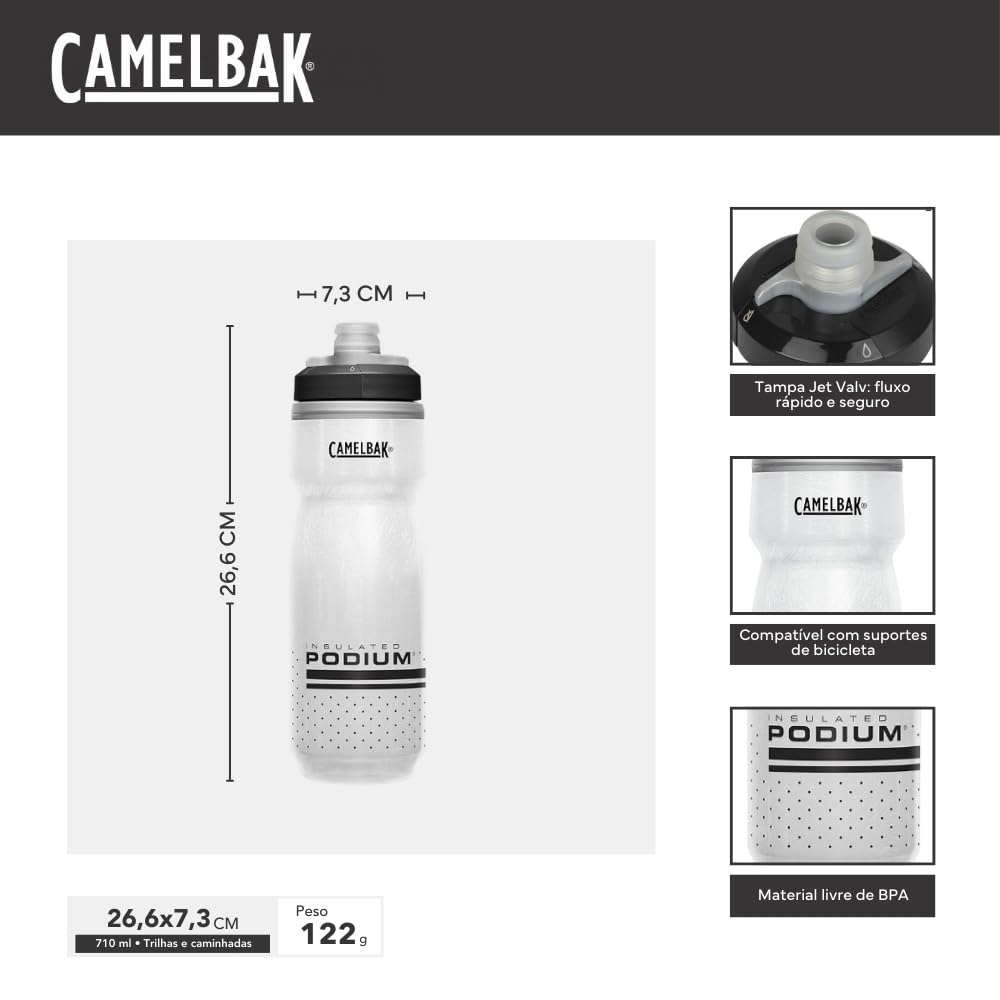 Foto 4 pulgar | Botella De Agua Camelbak Podium Chill Con Aislamiento De 700 Ml, Blanco/negro - Venta Internacional.