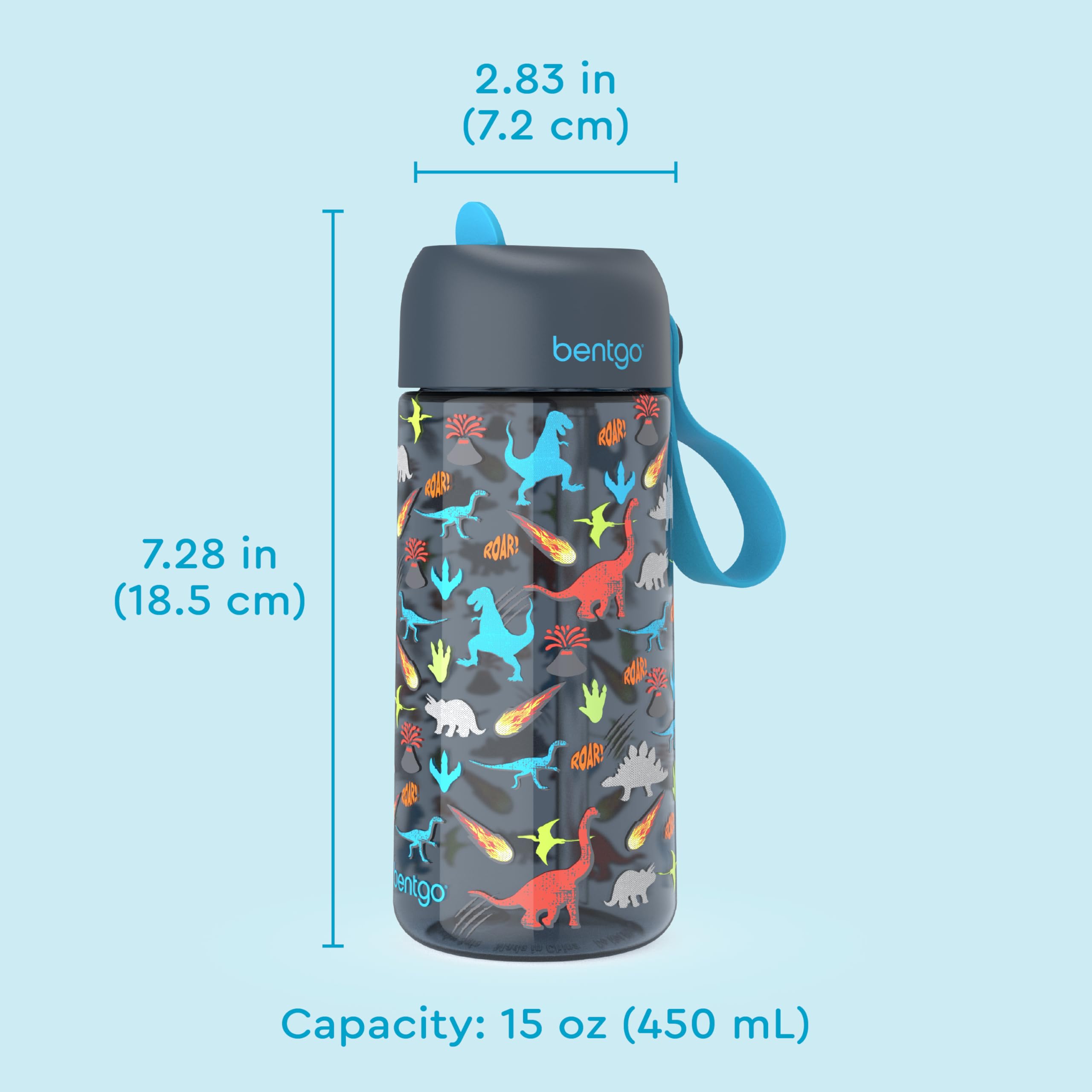 Foto 8 pulgar | Botella De Agua Bentgo Kids A Prueba De Fugas De 450 Ml Con Estampado De Dinosaurio - Venta Internacional.