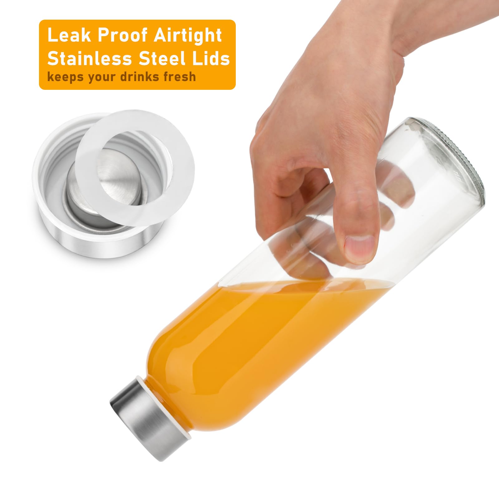 Foto 5 pulgar | Botellas De Agua De Vidrio Sursip De 540 Ml Con Tapa, Juego De 10 Unidades, Transparentes - Venta Internacional.