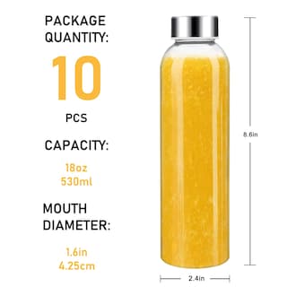 Foto 6 | Botellas De Agua De Vidrio Sursip De 540 Ml Con Tapa, Juego De 10 Unidades, Transparentes - Venta Internacional.