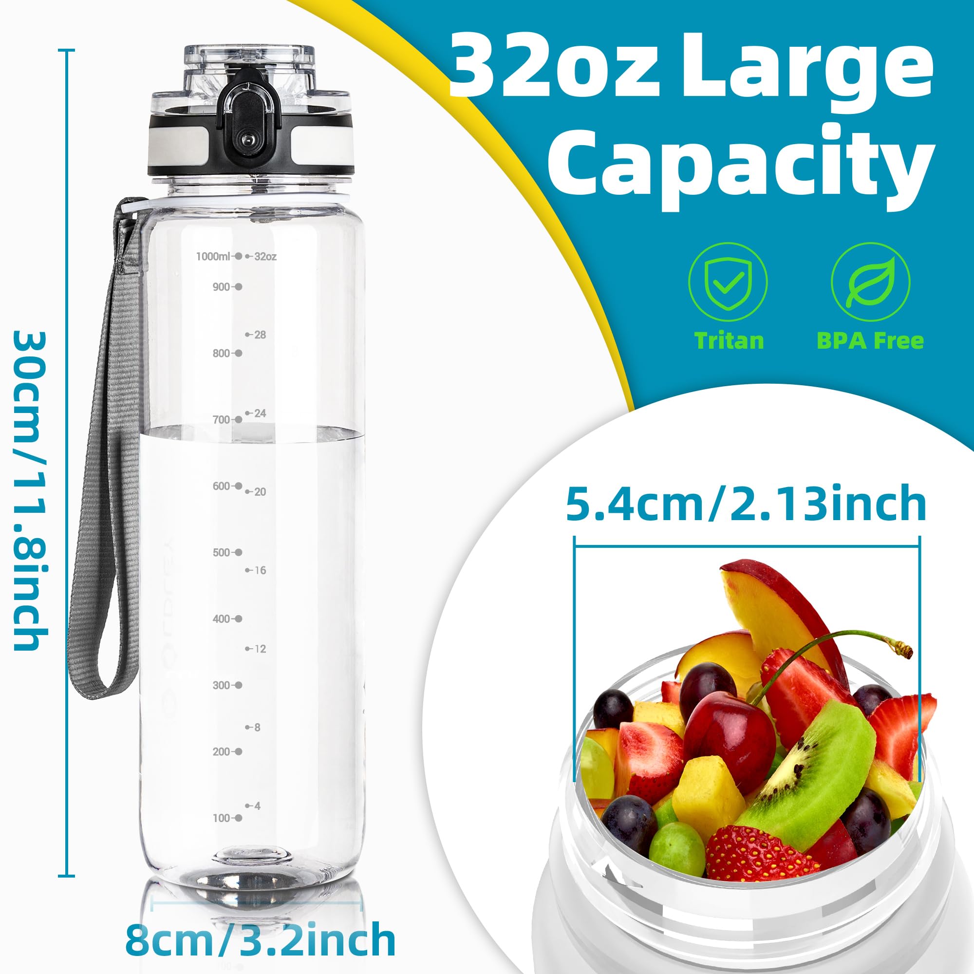 Foto 6 pulgar | Botella De Agua Oldley Motivational De 950 Ml Con Marcador De Tiempo Tritan - Venta Internacional.