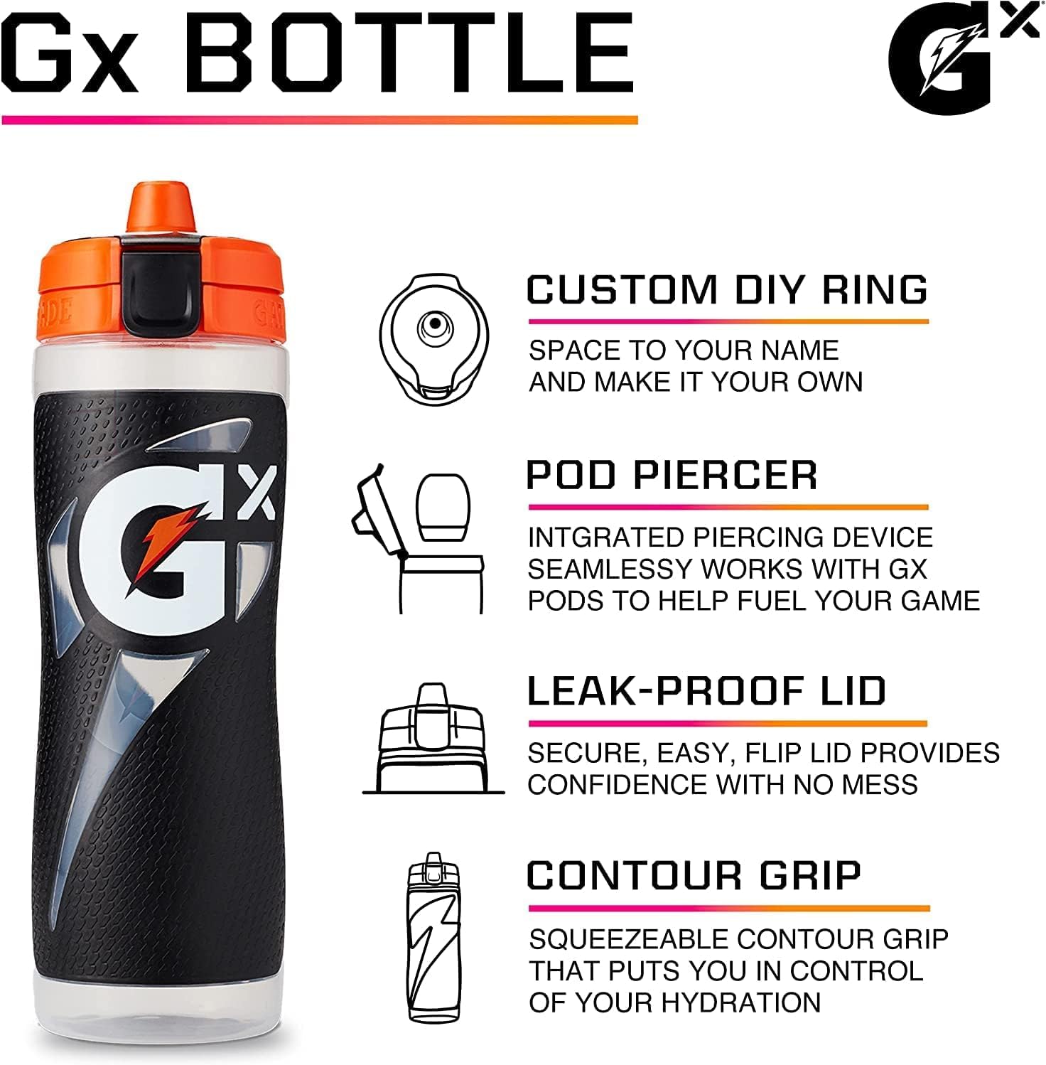 Foto 3 pulgar | Botella De Agua Gatorade Gx Exclusive De 900 Ml Con Cápsula De Fórmula - Venta Internacional.