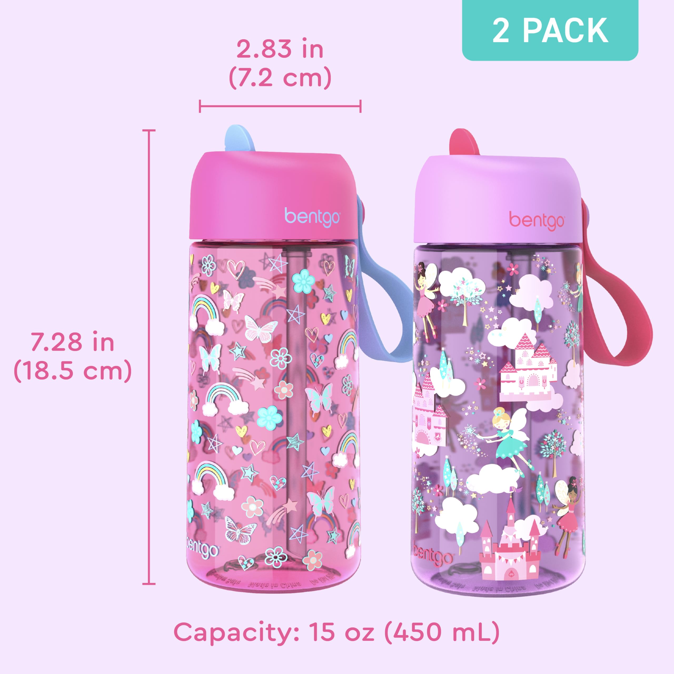 Foto 8 pulgar | Botella De Agua Bentgo Kids, 450 Ml, Paquete De 2 Unidades, Tritan, Sin Bpa, 3+ - Venta Internacional.