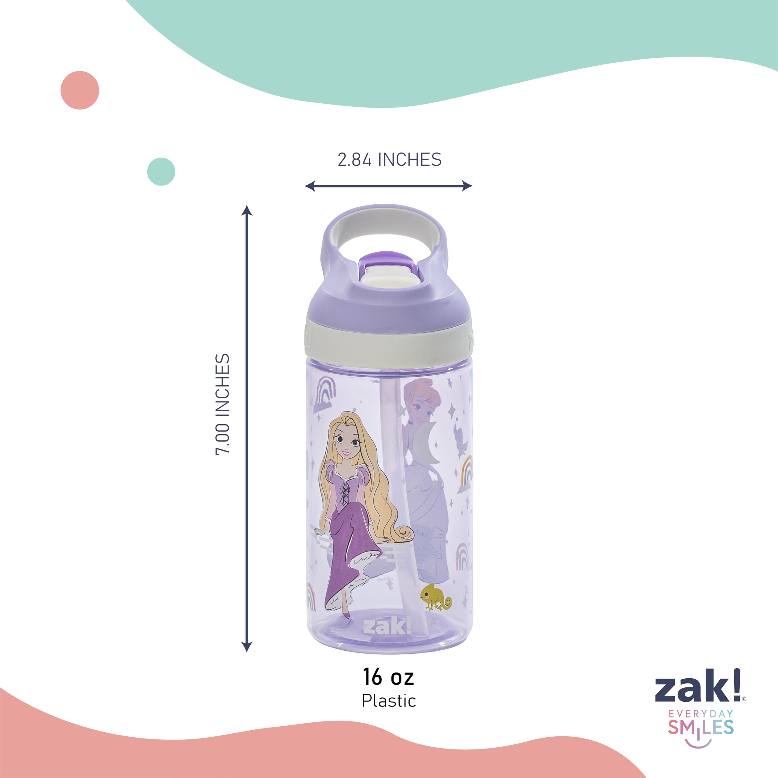 Foto 8 pulgar | Botella De Agua Zak Designs Disney Princess Atlantic, 473 Ml, Paquete De 2 - Venta Internacional.