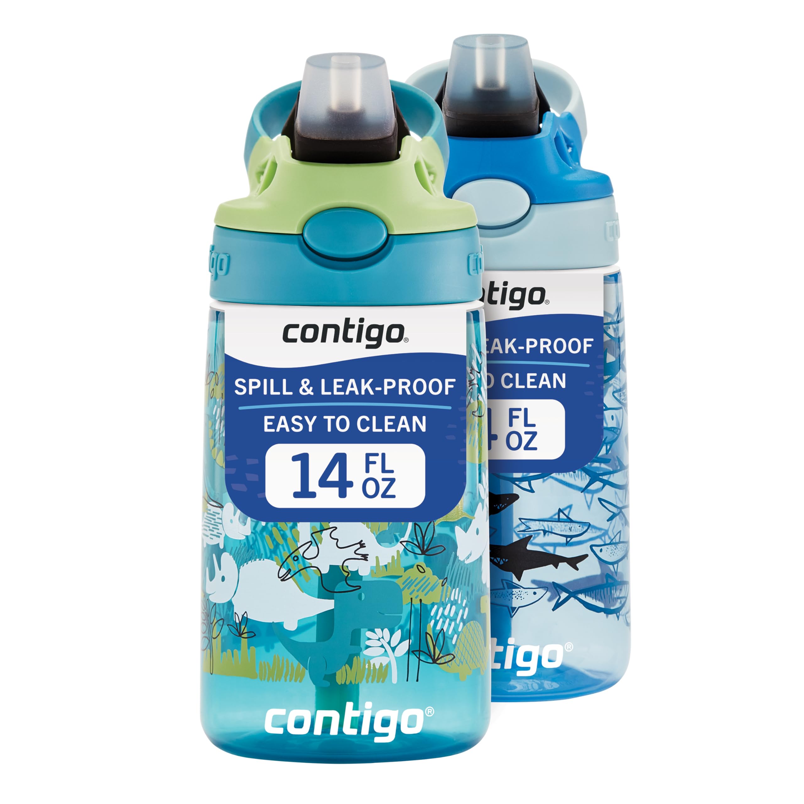 Foto 2 pulgar | Botella De Agua Contigo Aubrey Kids Dinos & Sharks, 420 Ml, Paquete De 2 - Venta Internacional.