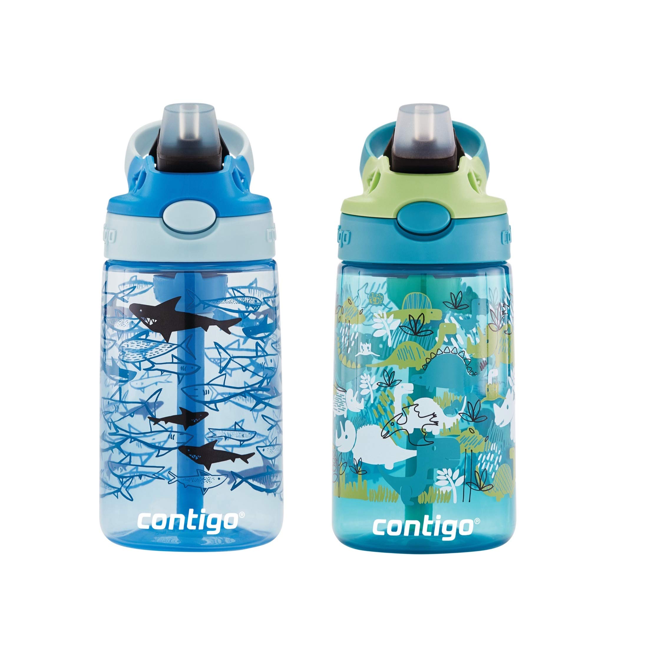 Foto 3 pulgar | Botella De Agua Contigo Aubrey Kids Dinos & Sharks, 420 Ml, Paquete De 2 - Venta Internacional.