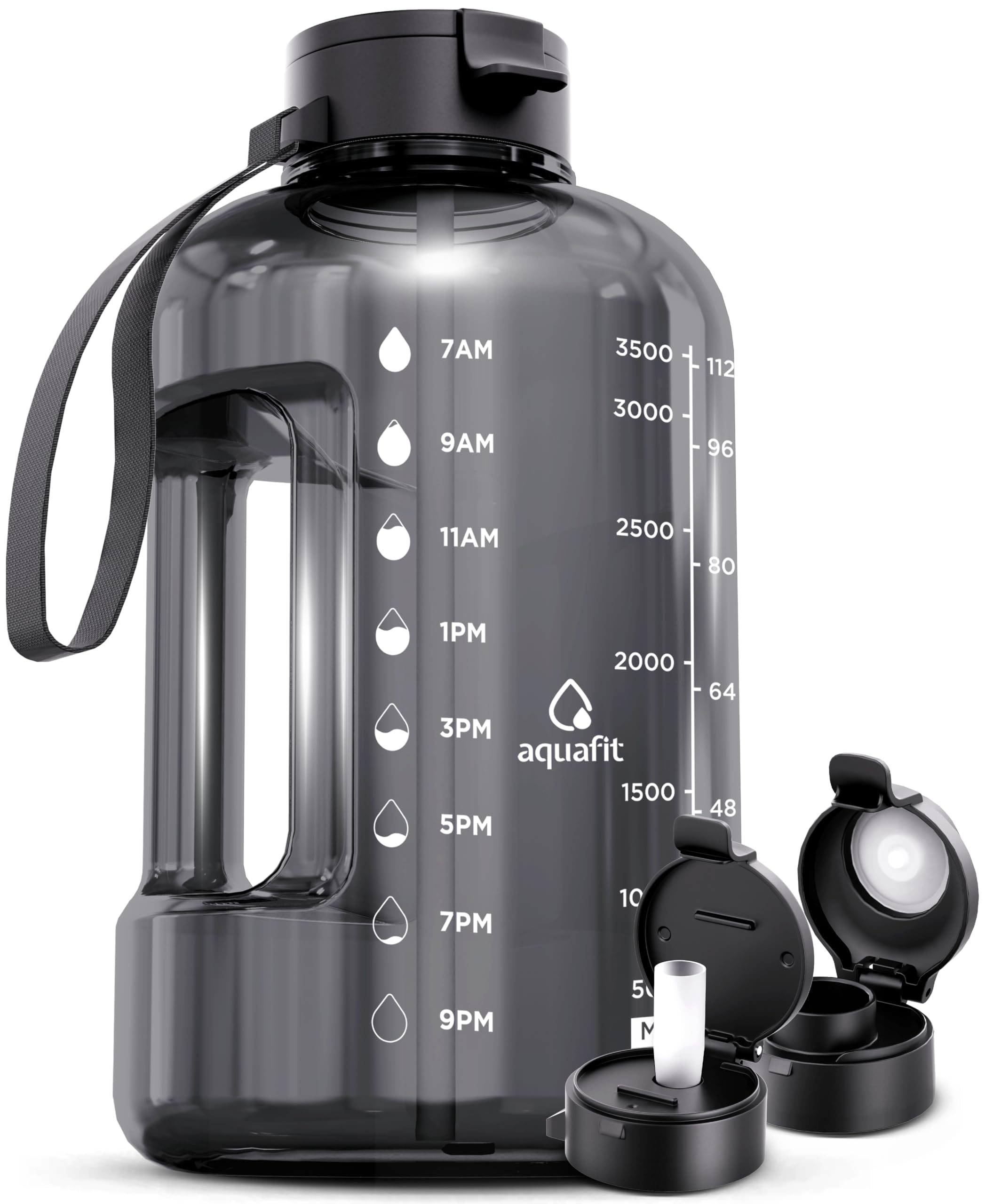 Foto 1 | Botella De Agua Aquafit De 1 Galón Con Marcador De Tiempo Sin Bpa, Gris - Venta Internacional.