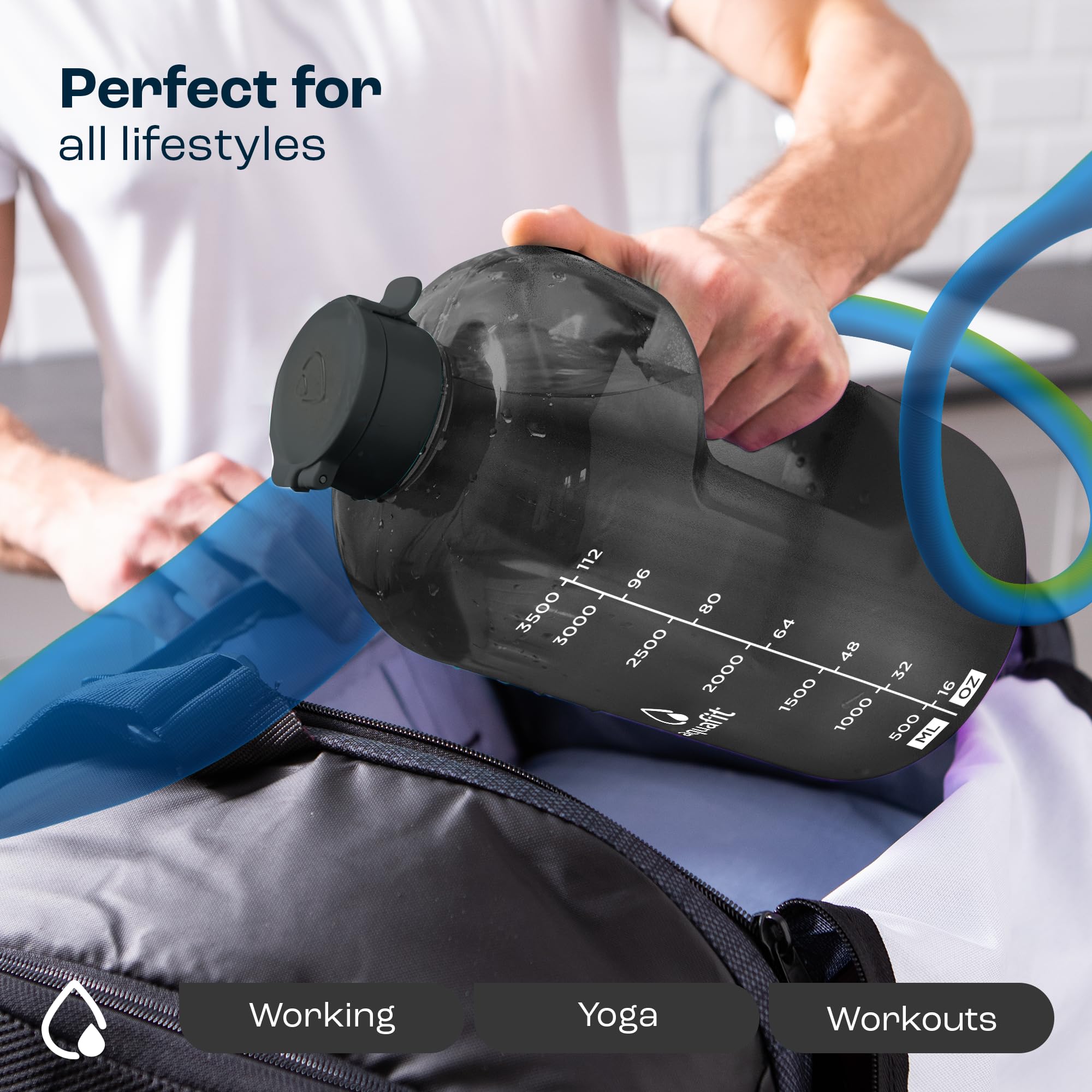 Foto 7 | Botella De Agua Aquafit De 1 Galón Con Marcador De Tiempo Sin Bpa, Gris - Venta Internacional.