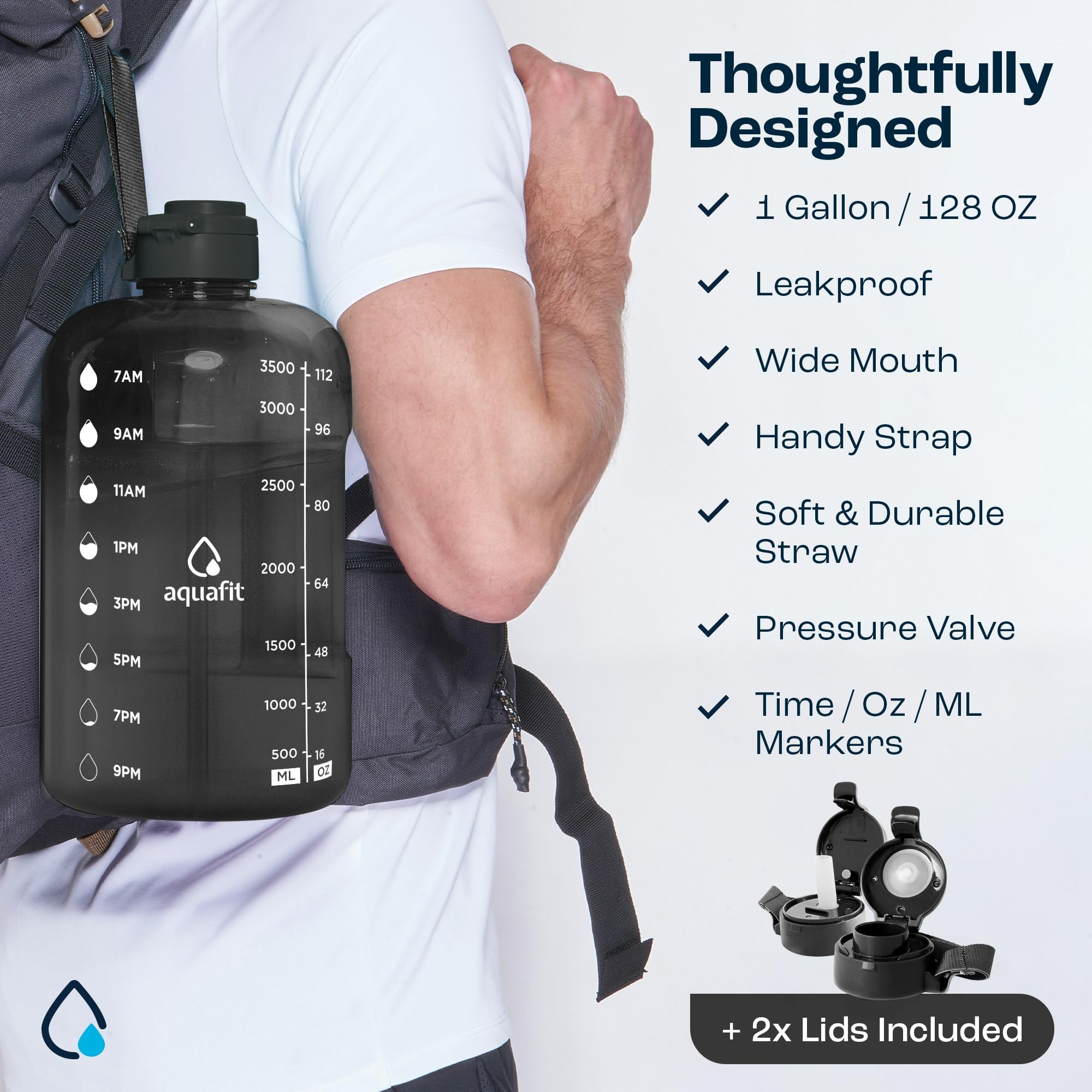 Foto 6 pulgar | Botella De Agua Aquafit De 3,8 L Con Marcador De Tiempo Sin Bpa Y Pajita - Venta Internacional.