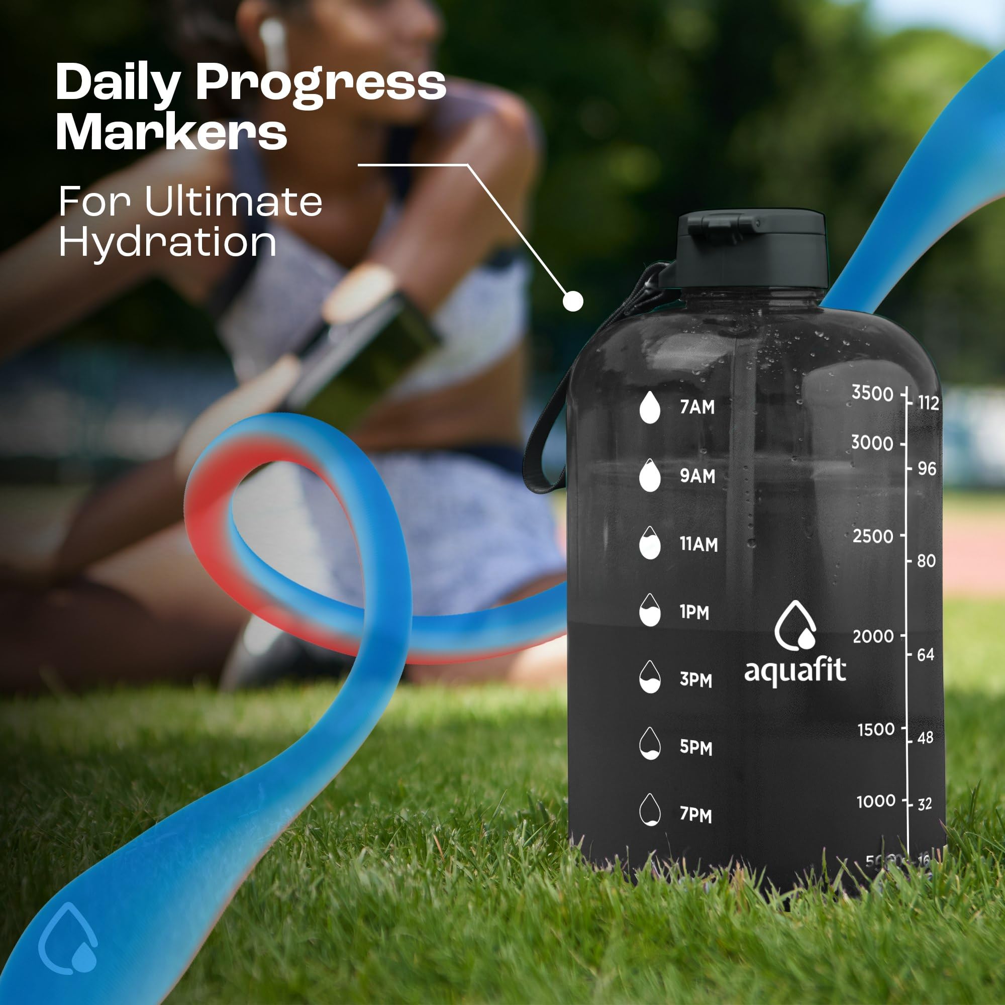 Foto 7 pulgar | Botella De Agua Aquafit De 3,8 L Con Marcador De Tiempo Sin Bpa Y Pajita - Venta Internacional.