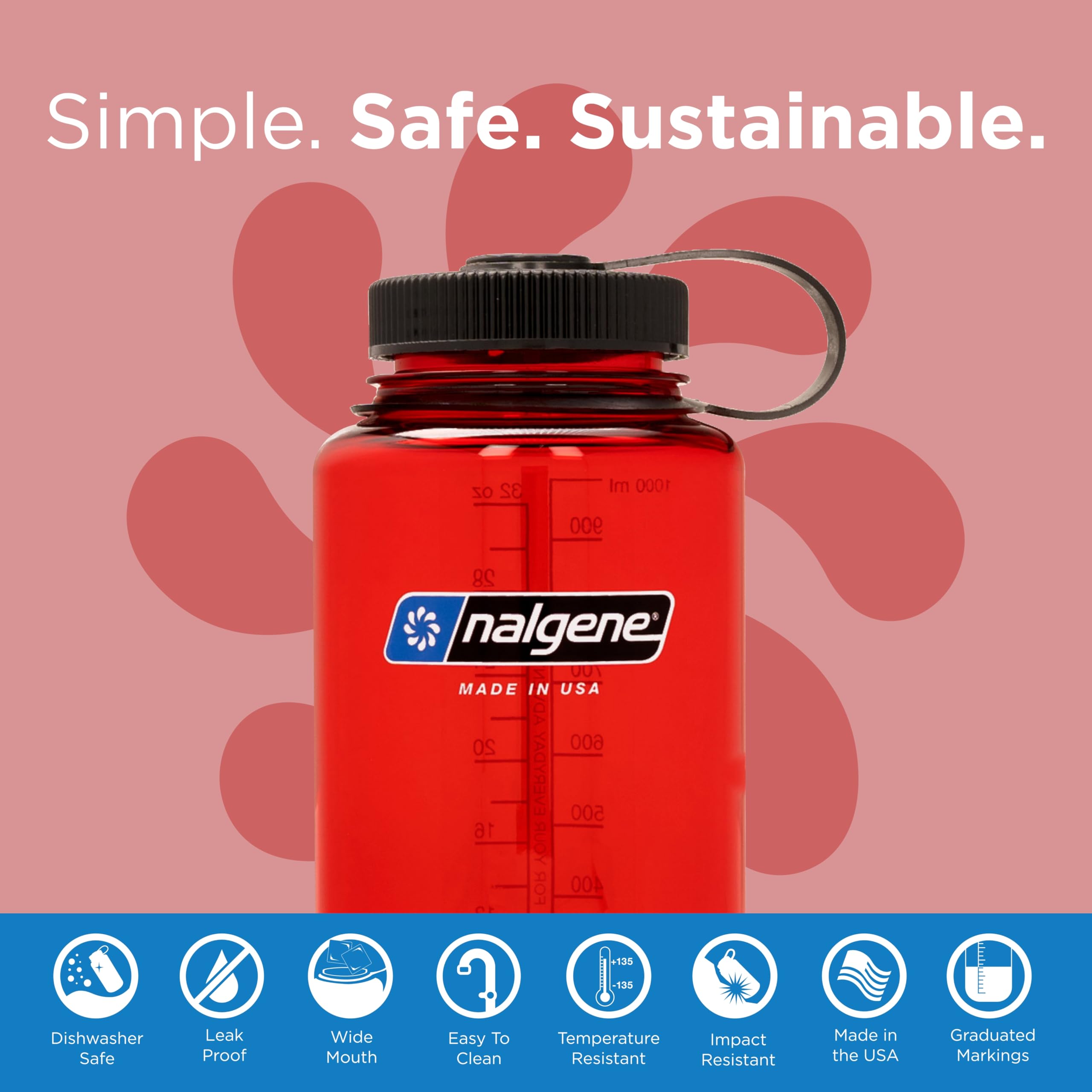 Foto 3 pulgar | Botella De Agua Nalgene Sustain Tritan Sin Bpa 946 Ml, Color Rojo - Venta Internacional.