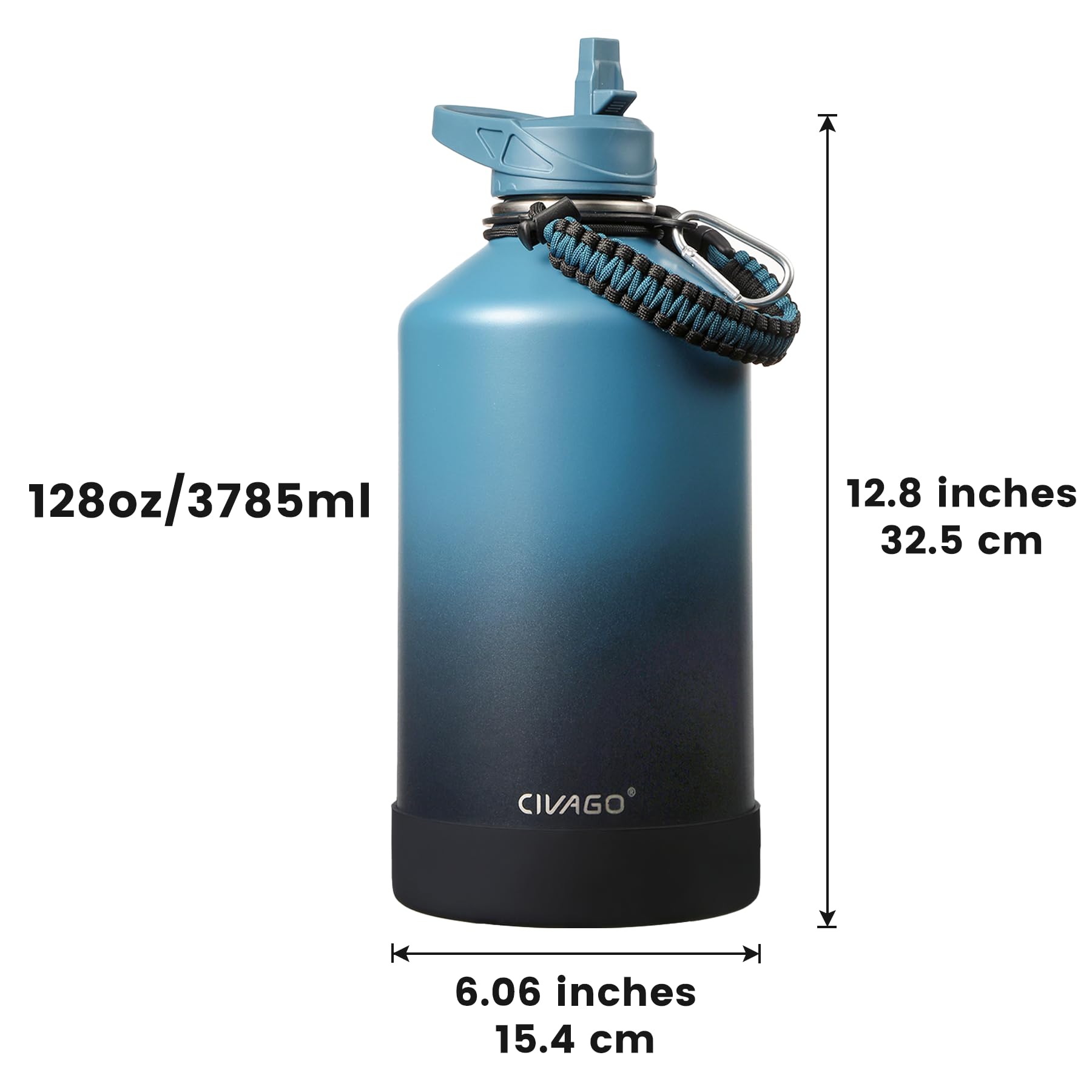 Foto 5 pulgar | Jarra Para Botella De Agua Civago, Con Aislamiento De 3 Tapas, De Acero Inoxidable, Galón - Venta Internacional.