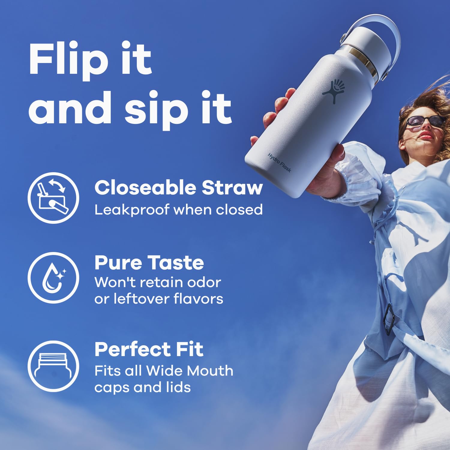 Foto 4 pulgar | Botella De Agua Hydro Flask Wide Flex Straw Cap 946 Ml Cascade - Venta Internacional.