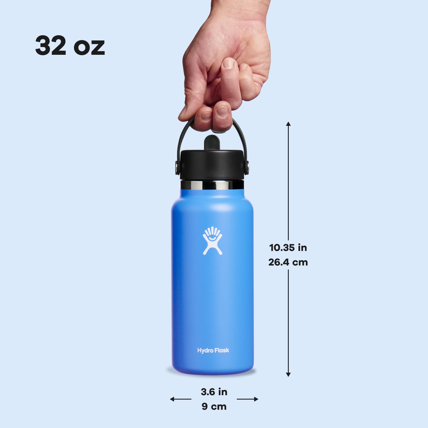 Foto 5 pulgar | Botella De Agua Hydro Flask Wide Flex Straw Cap 946 Ml Cascade - Venta Internacional.