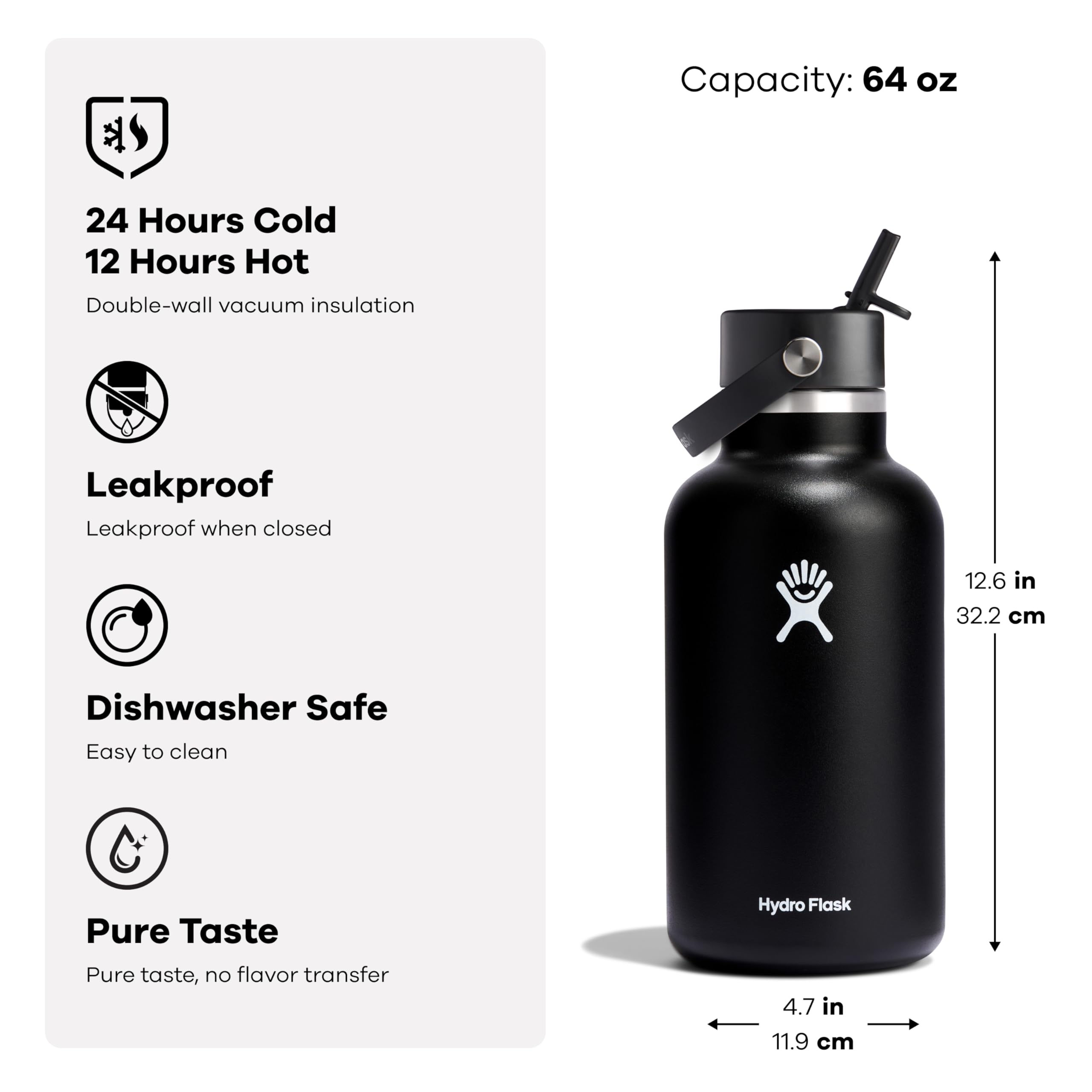 Foto 3 pulgar | Botella De Agua Hydro Flask Con Aislamiento De Acero Inoxidable De 1,9 L - Venta Internacional.