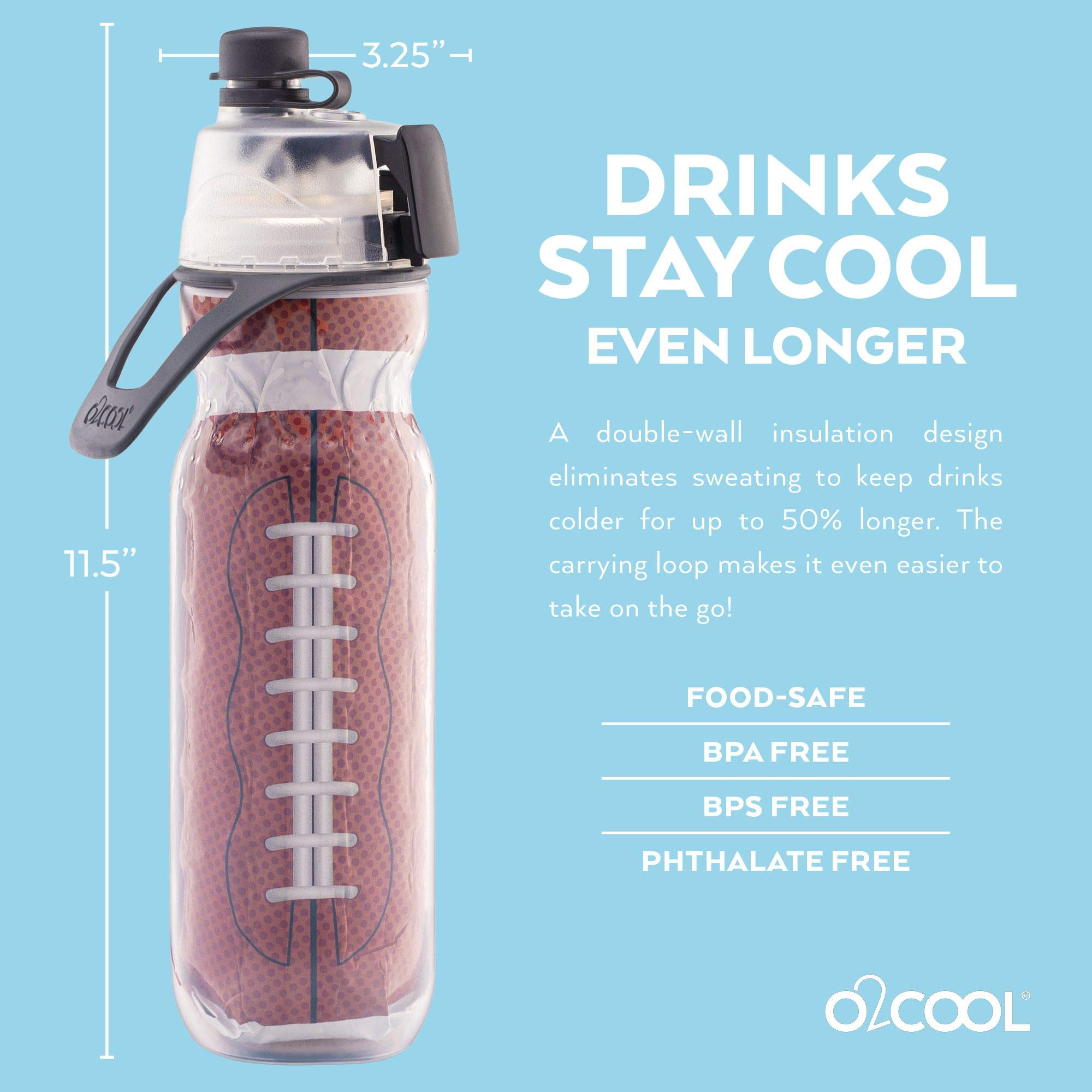 Foto 4 pulgar | Botella De Agua Nebulizada O2cool Mist 'n Sip, 600 Ml, Diseño De Fútbol - Venta Internacional.