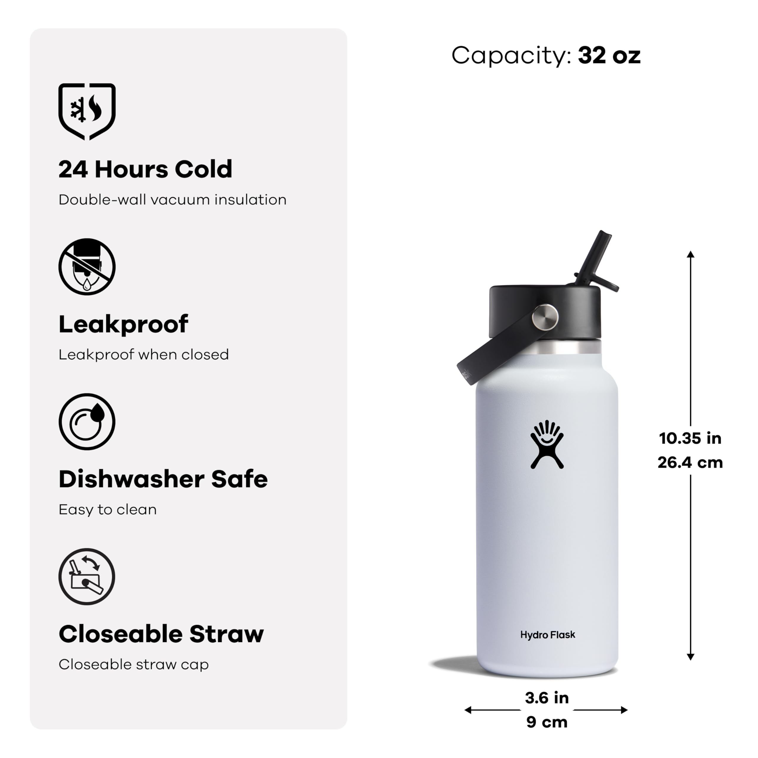 Foto 4 pulgar | Botella De Agua Hydro Flask Wide Flex Straw Cap 946ml Holiday - Venta Internacional.