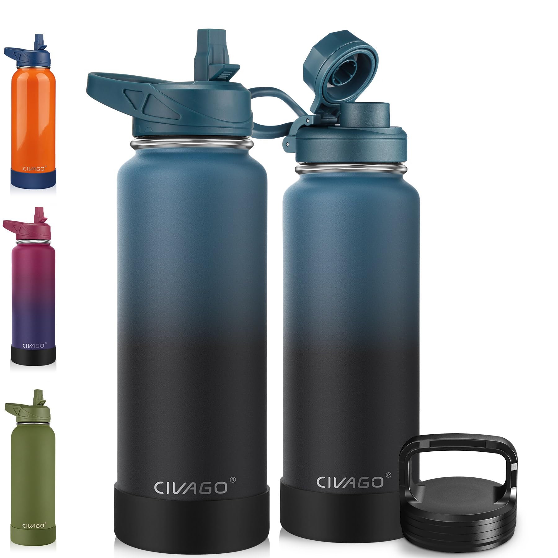 Foto 2 pulgar | Botella De Agua Civago Con Aislamiento De Acero Inoxidable De 1,2 L, Color Negro Índigo - Venta Internacional.