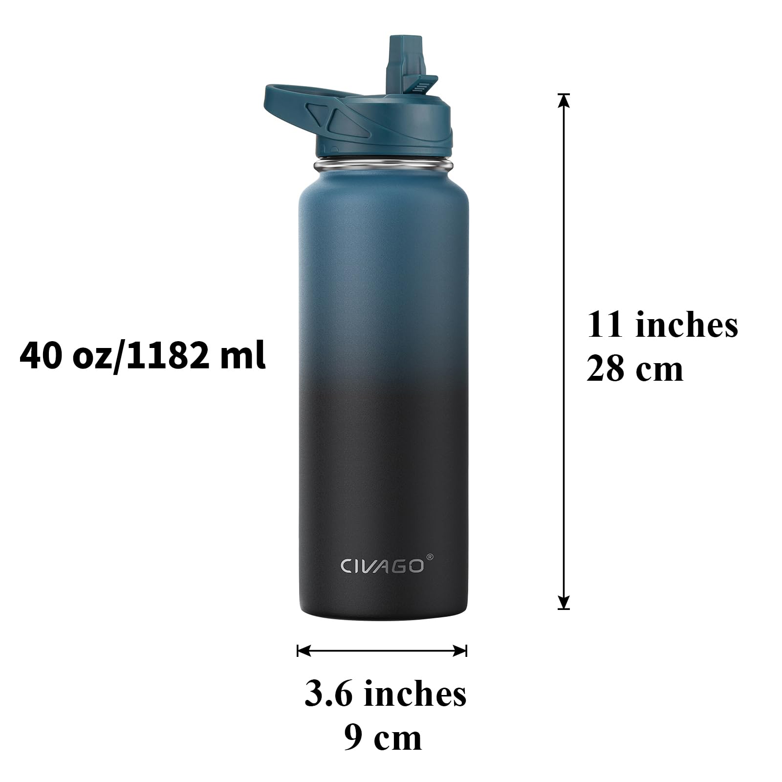 Foto 5 pulgar | Botella De Agua Civago Con Aislamiento De Acero Inoxidable De 1,2 L, Color Negro Índigo - Venta Internacional.