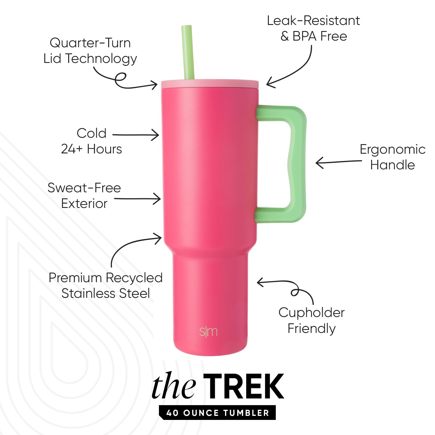 Foto 3 pulgar | Vaso Simple Modern Trek De 1,2 L Con Asa Y Tapa Con Pajita - Venta Internacional.